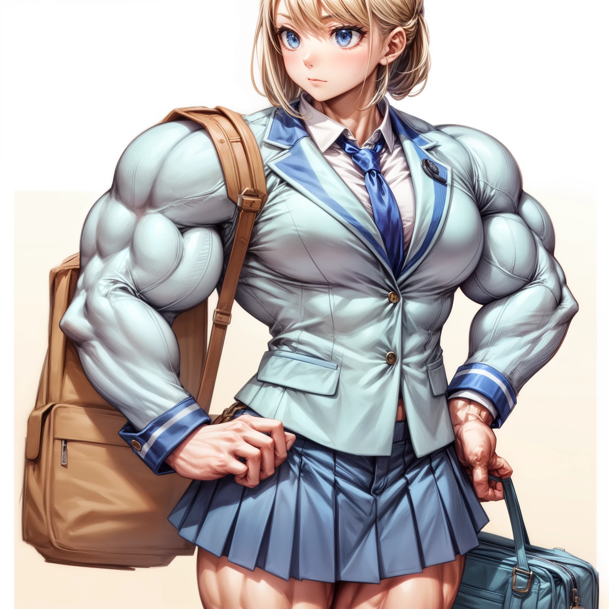 best quality,girl, biceps, muscular ,alternate muscle size,,blazer ,pecs,, worried, abs, thick arms,, broad shoulders,