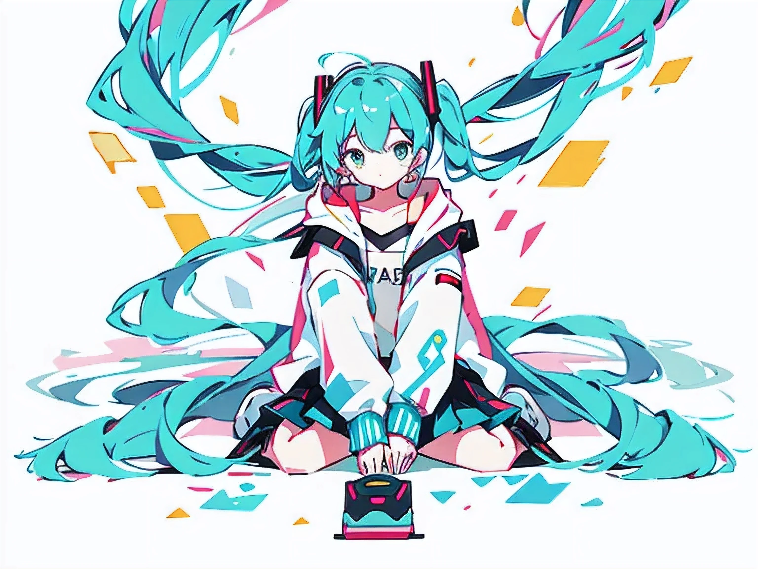 hatsune miku hoodie casual style skirt flat chest pastel colour color々Pause