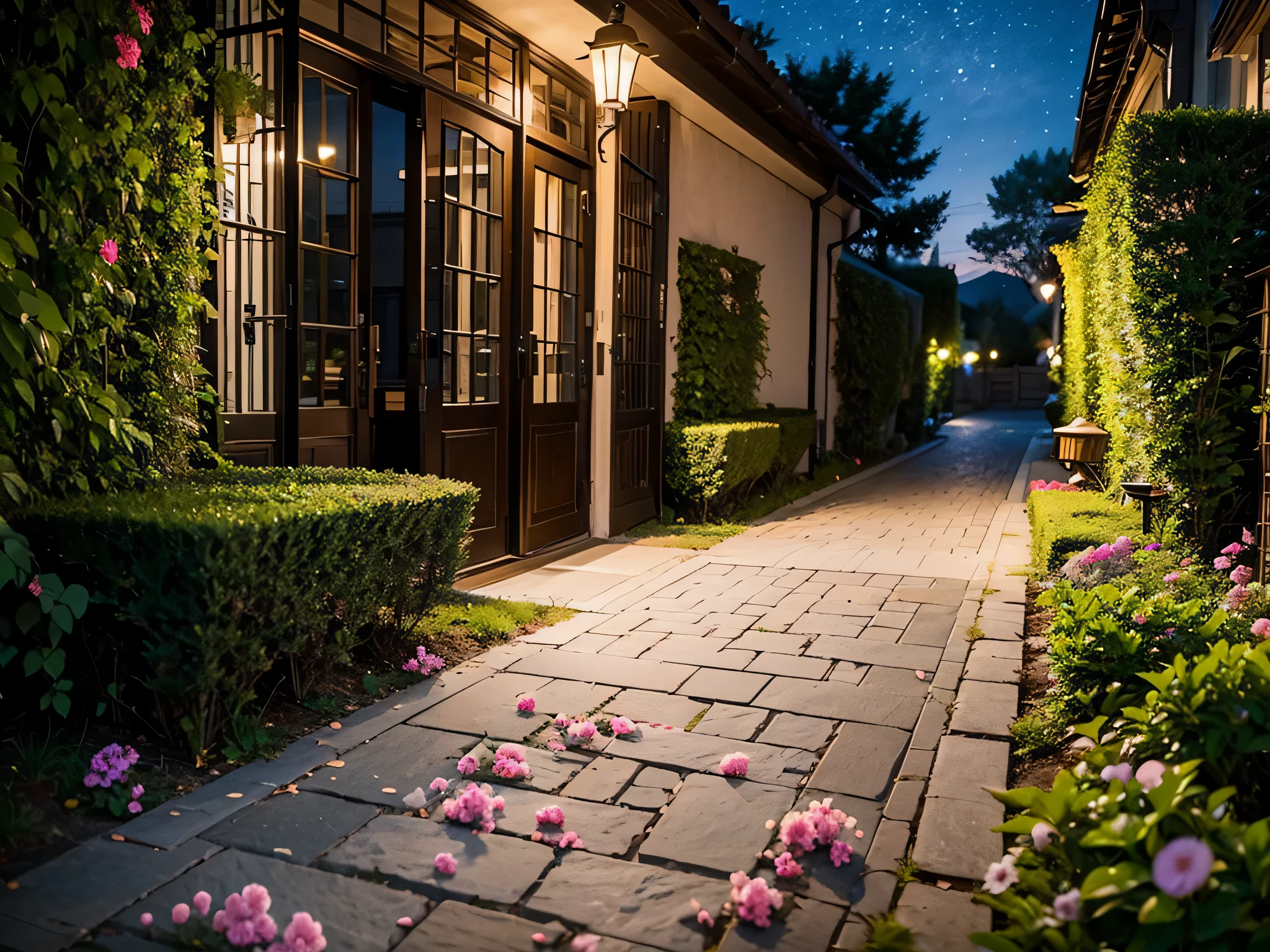        ◆ night,patio,fallen flowers,path,antique perfume,Beautiful 8k--ar 3:4 --Stylized 750 --v6.0