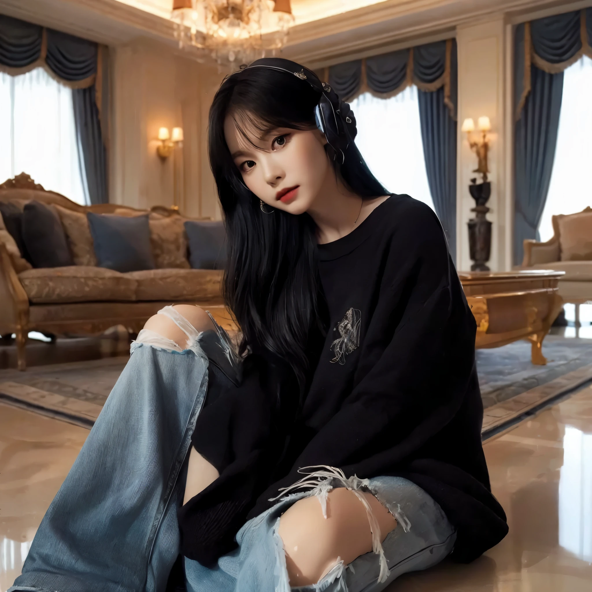 Un primer plano de una mujer con el pelo largo y negro, Karina de AESPA, Retrato de Karina de AESPA, Karina de AESPA, Karina de AESPA, maquillaje popular de Corea del Sur, Karina de AESPA, Retrato de Karina de AESPA, Tono de piel rosa pastel, Karina de AESPA, maquillaje coreano popular