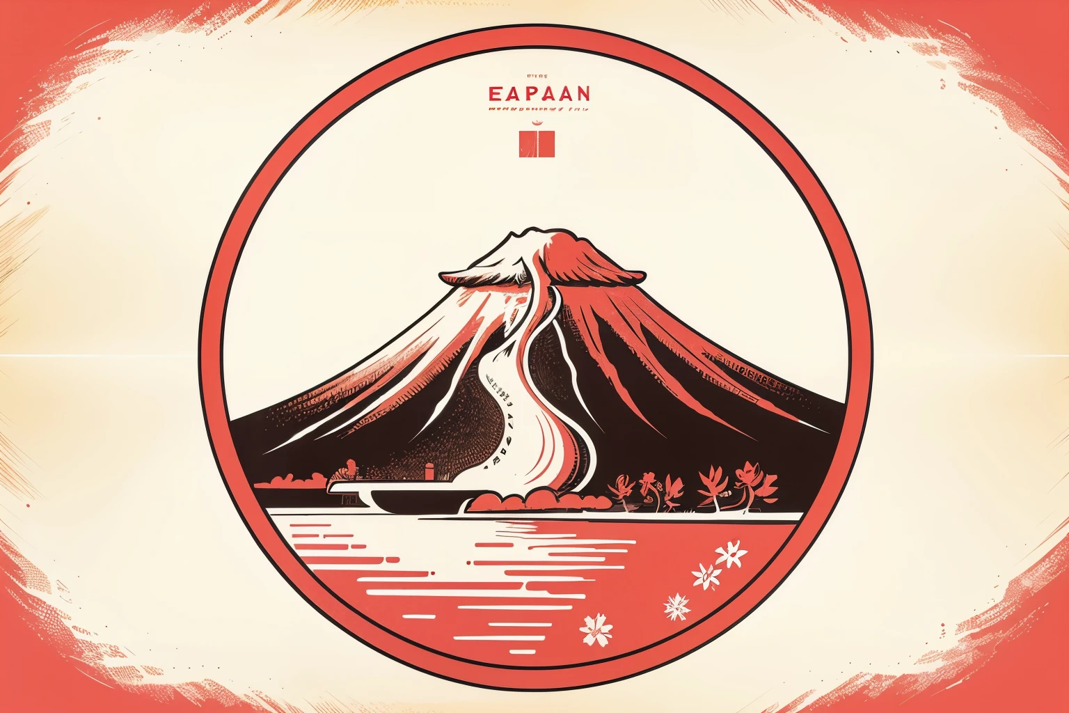 Japan country in a vector design style and vintage colors, illustrated