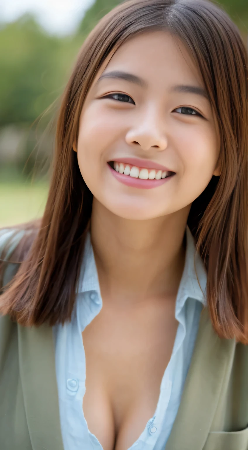 masterpiece,best quality,(Japanese ),((Beautiful girl)),cleavage,(perfect body beauty:1.2),(shy smile),beautiful teeth,