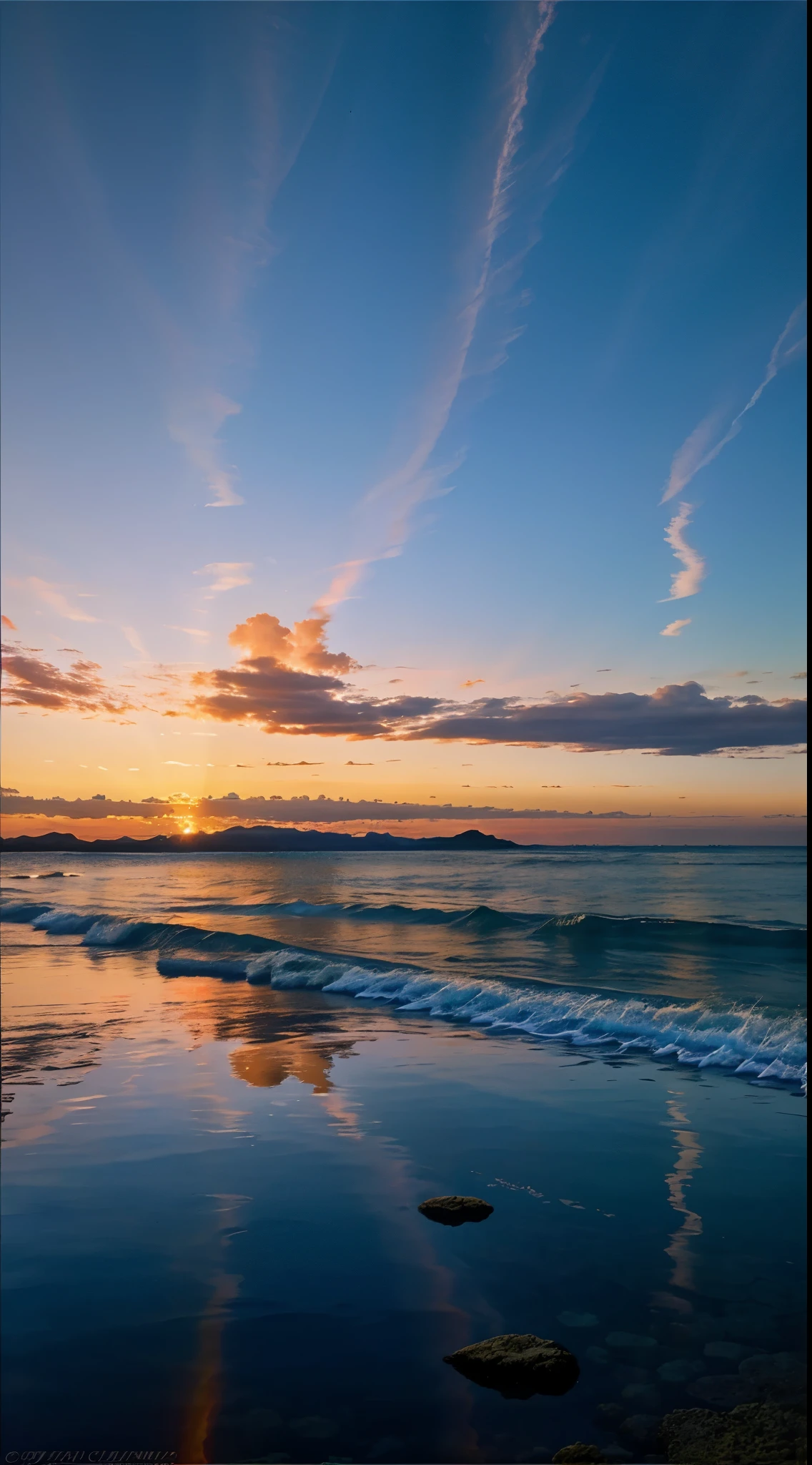 J'ai eu un beau coucher de soleil,Le fond est la mer,Colorful Sky,Surreal colors,couchers de soleil colorés,Colorful Sky,merveilleux reflets du ciel,un ciel magnifique,ambiance fantastique 8K,Colorful flowing clouds,The color is reflected on the sea,Ciel surrealist,reflets rouges et bleus,reflection of fire,beau ciel,Beautiful and spectacular twilight,beau paysage de rêve,ciel incroyable