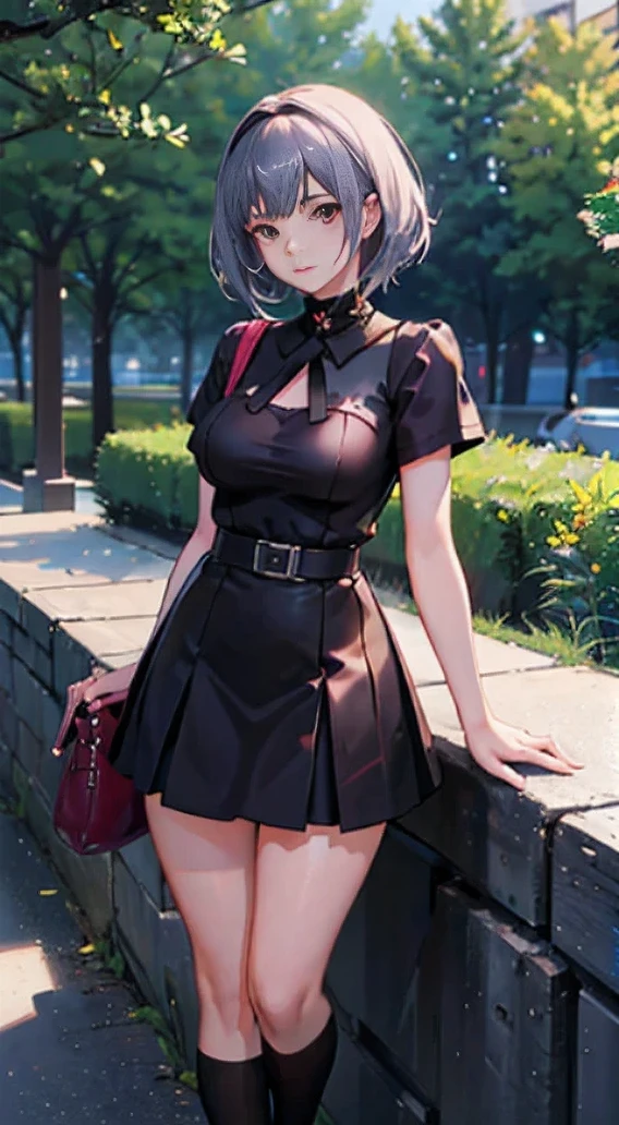 Anime girl with big breasts and short skirt posing for the camera, Ilya Kuvshinov. 4k, guweiz, Ilya Kuvshinov style, seductive anime girl, Ilya Kuvshinov landscape, Gurwitz style artwork, only, Art style : Ilya Kuvshinov, artgerm and Ilya Kuvshinov