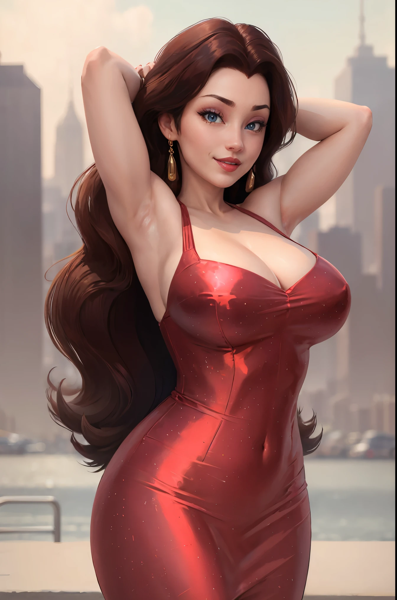 Big breasts, cute smile, pauline