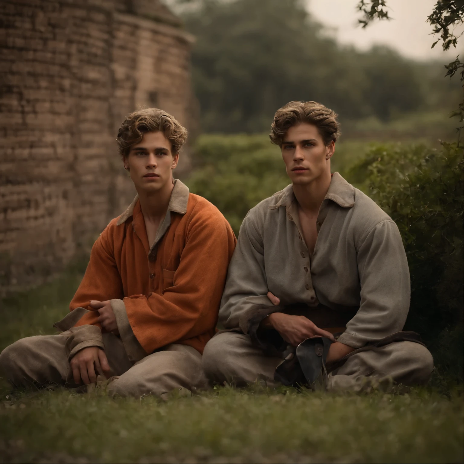 ((best quality)), ((masterpiece)), (detailed), Twinks in prison with older guards or convicts