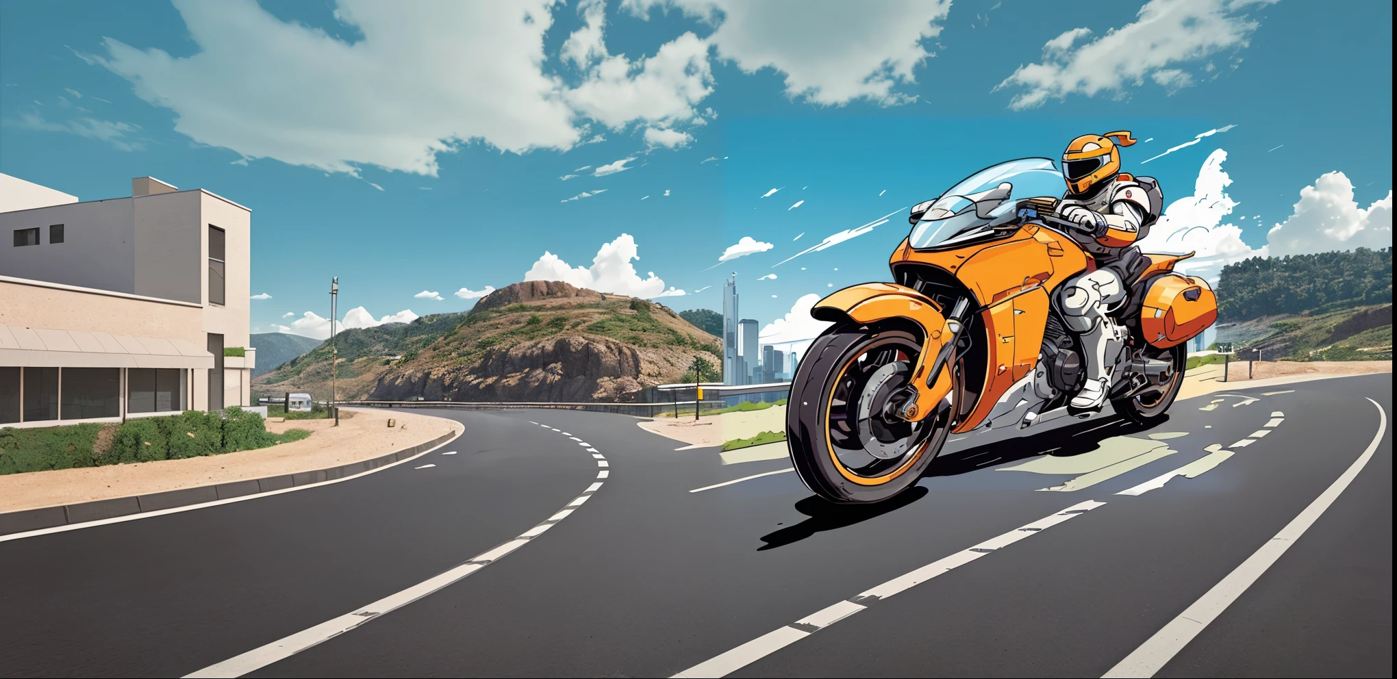 Extension of roads and landscapes,comic style, clear line style, render color, vector illustration, 8k,