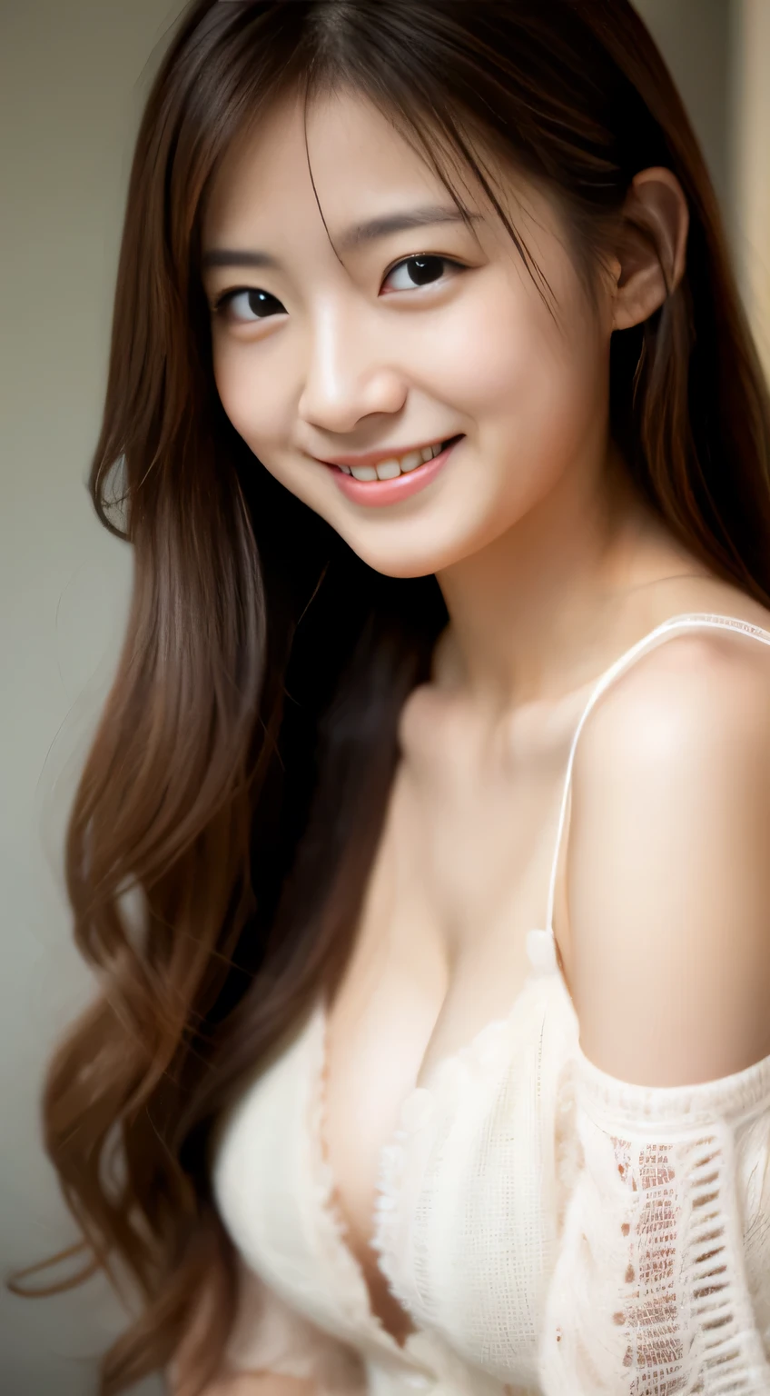 masterpiece,best quality,(Japanese ),((Beautiful girl)),cleavage,(perfect body beauty:1.2),(shy smile),beautiful teeth,