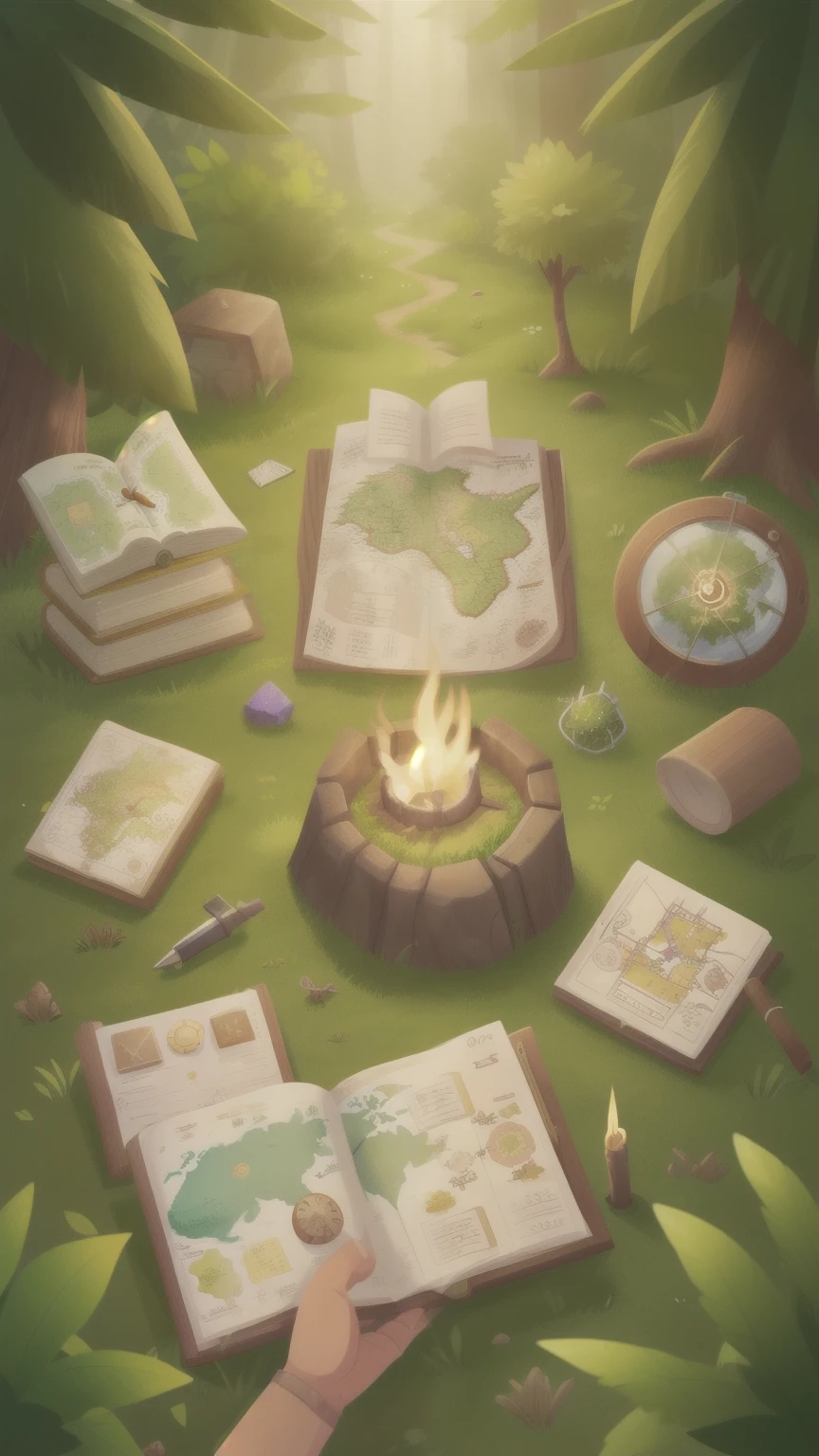 altar,torch,map,Simple,Vector,Tile,Top view,Q version,A map of a forest in table top format for rpg