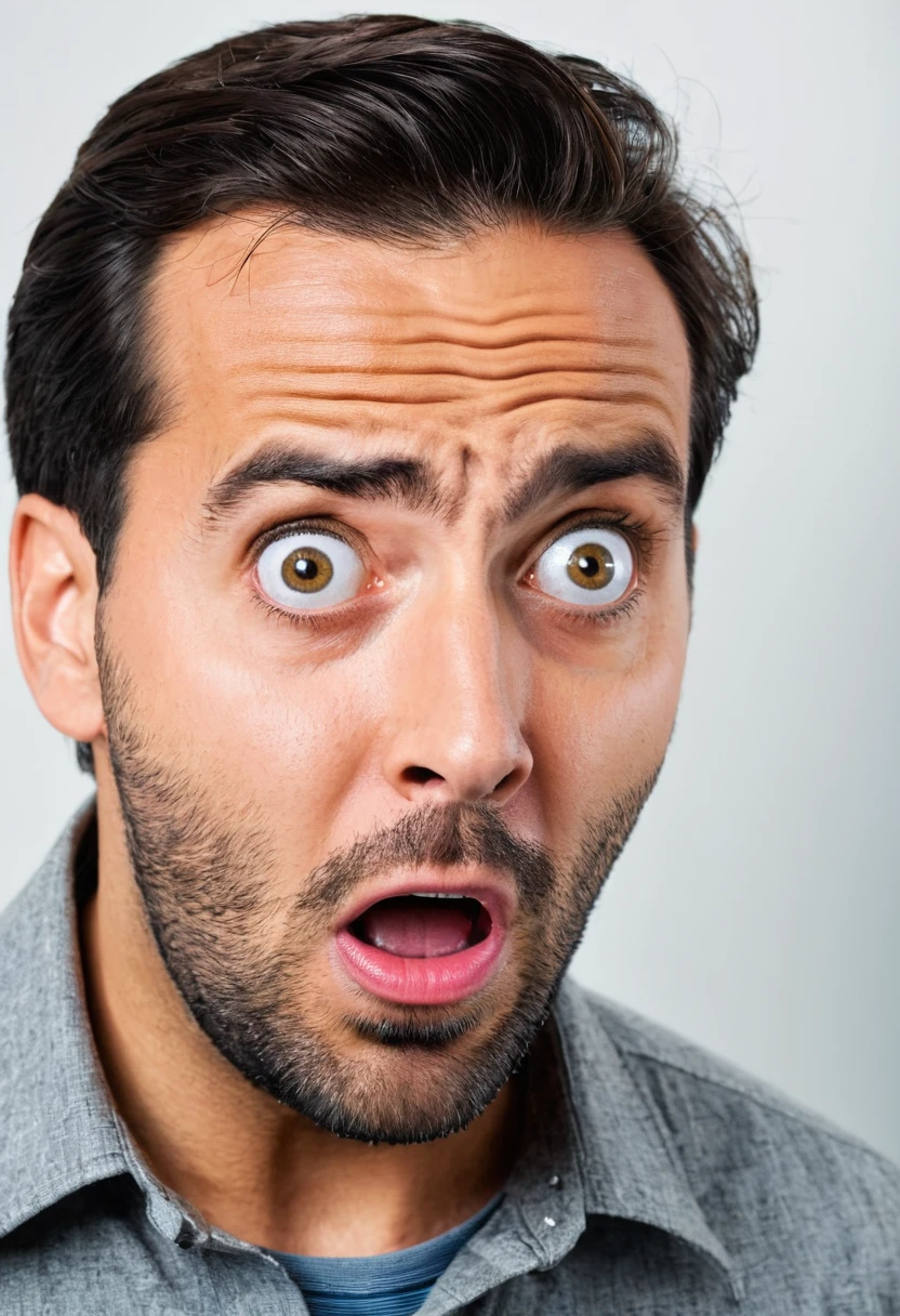 A man with a surprised look on his face