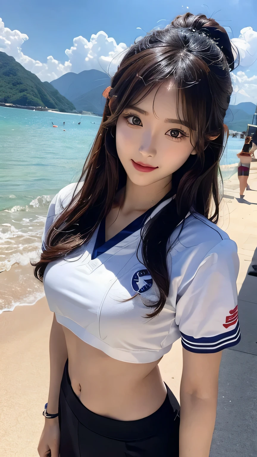 arafed asian woman in a 白色比基尼 posing on a beach, beautiful asian girl, Beautiful young Korean woman, Beautiful Korean woman, korean girl, wear紧身沙滩排球服，（big breasts，Good shape）, attractive body, sexy girl, beautiful asian woman, Gorgeous Chinese model, Beautiful young Korean woman, Gorgeous bikini model, Beautiful body and face, Perfect body, wear , Sexy figure