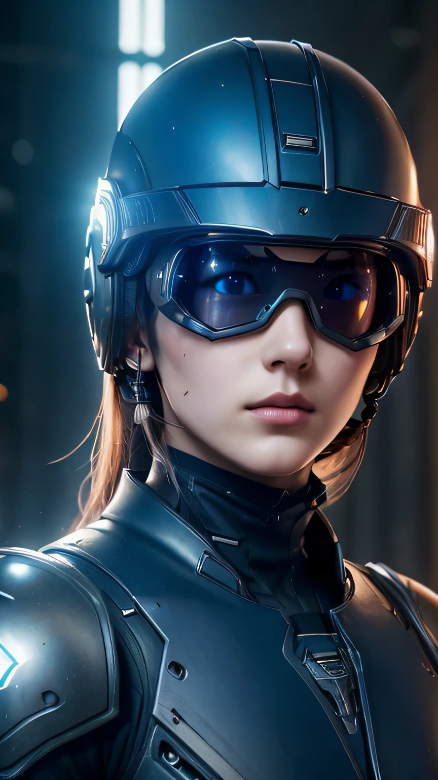 masterpiece,  最high quality, , (alone), 1 girl, look up, dim light, , horizon_(apex legend), goggles, blue eyes, brown hair, gauntlet, armor,  wear a helmet, (science_fiction), outdoors, street, neon light, cyber punk, masterpiece, 最high quality, high quality, High resolution, ((close up of face))