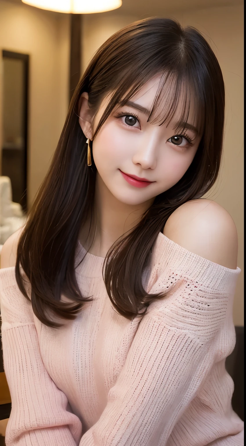table top, highest quality, shape, Super detailed, finely, High resolution, 8k wallpaper, 完璧なダイナミックな構shape, beautiful and detailed eyes, straight hair, small breasts, natural color lip, random sexy pose,smile,20 year old girl、midnight、美しくdetailed face、perfect and beautiful face,Big eyes、RAW photo、Expressing feminine poses with your whole body、beautiful and detailed eyes、small face、beautiful duplex、slim face and style,pale pink long sleeve dress、beautiful golden ratio face,twin ponytail hair,bright look,Photographed focusing on beautiful legs、 (get closer to the face, enlarge the face, face focus:1.0), break, (masterpiece, highest quality, Super detailed, detailed face, 8k)、real photos、perfect and beautiful face、blur the background、smile