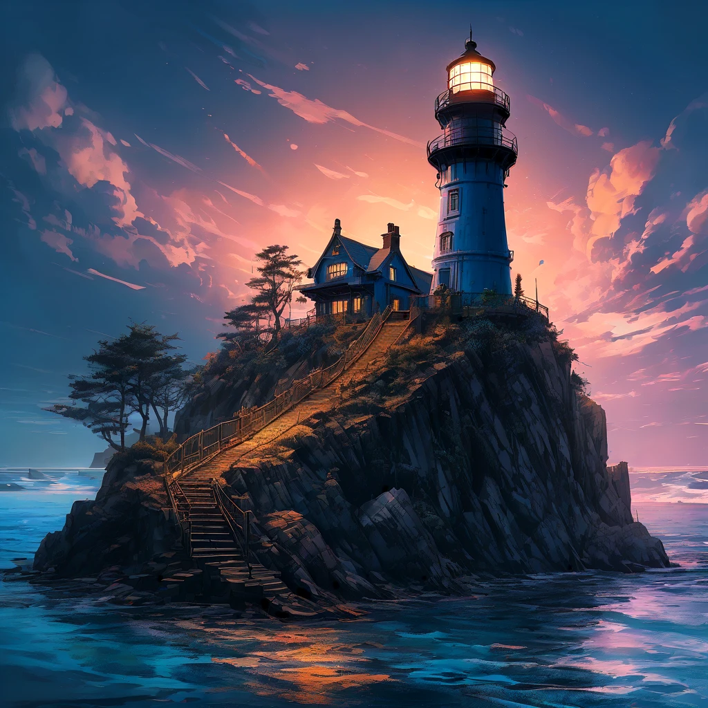 (aesthetic,extremely detailed,ink drawing)(lighthouse,lighthouse on an island),(blue ink ocean)(Daniel Merriam,by john blanche,M. C. Esher,frostpunk),(dirty ink), (black ink) (best quality,4k,8k,highres,masterpiece:1.2),ultra-detailed,(realistic,photorealistic,photo-realistic:1.37),HDR,UHD,studio lighting,ultra-fine painting,sharp focus,physically-based rendering,extreme detail description,professional,vivid colors,bokeh (portraits,landscape,horror,anime,sci-fi,photography,concept artists),(colorful tones),(soft lighting)