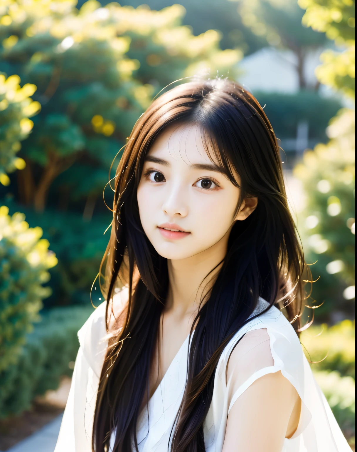 there is a woman with long hair wearing a white shirt, ulzzang, korean girl, heonhwa choe, sakimichan, xintong chen, sun yunjoo, lee ji - eun, lee ji-eun, wenfei ye, jaeyeon nam, park ji-min, jinyoung shin, chiho, yun ling, gongbi