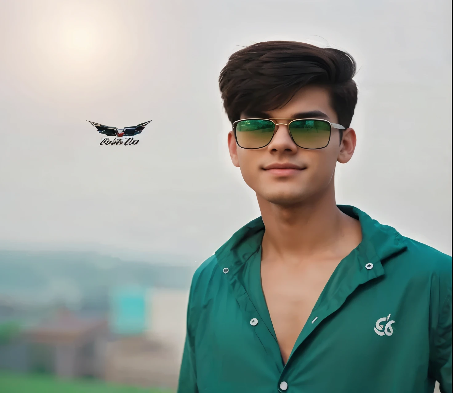 Cyber photo editing handsome boy cartoon face beautiful realistic photo editing