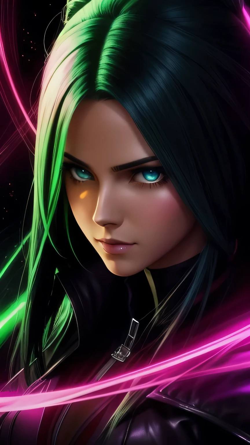 (phantom dust)　Beautiful woman　em 2100　ultra high resolution　4k　red flash　green aura　