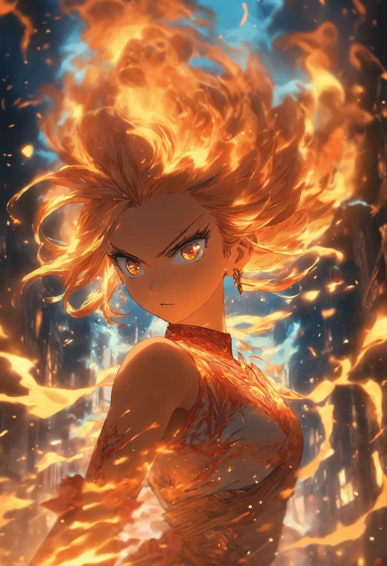 Turkey Girl playing with fire, ablaze with intensity, Glowing embers, Swirling smoke, Mesmerizing action, Flowing red hair, sparks flying, Fearless expression, Dark background, Intense lighting, Fiery atmosphere, dynamicposes, Dangerous beauty, Fascinating energy, Burning passion, Thrilling suspense, intense heat, Scorching flame, dramatic contrast, Smoky veil, fiery glow, Enchanting dance, Strong presence, Flashing shadows, Fiery artwork, Vibrant colors, blazing infero, Hypnotic flame, daring adventure, Her eyes shone with a blazing light, Heat waves, Glowing embers fall, Exhilarating performance, Blazing sparks in the night, adrenaline rush, Radiant warmth, Breathtaking spectacle, Raw intensity, Fiery passion is unleashed