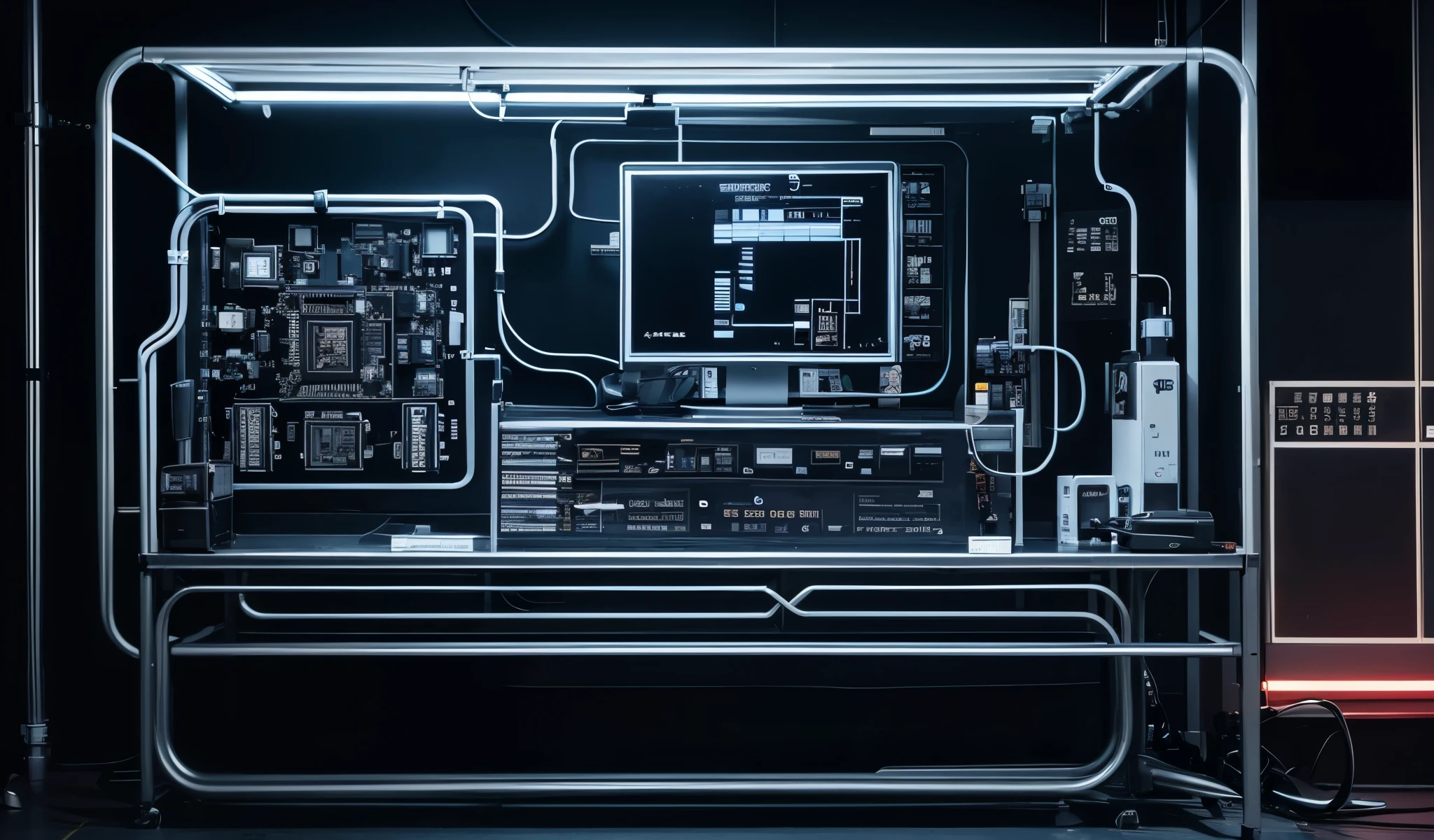 Design a promotional poster about electronic circuit design,It is required to have a sense of technology,No characters can appear