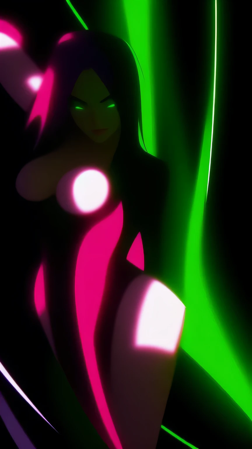 (phantom dust) Beautiful woman em 2100 ultra high resolution 4k red flash green aura