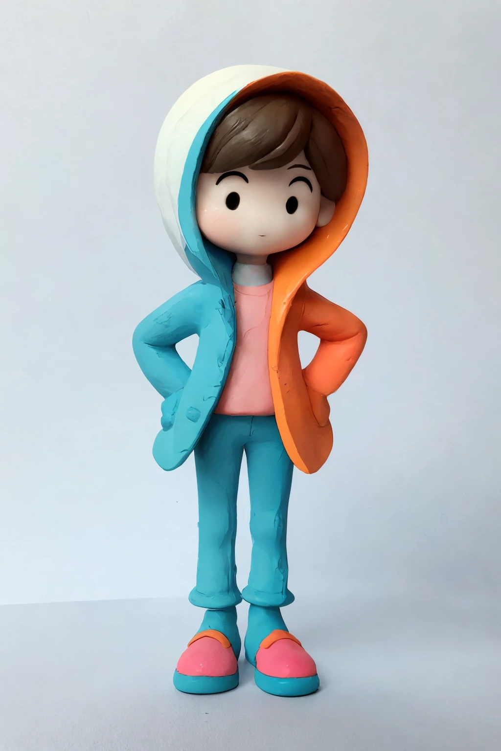 3D characters, rich and colorful, designer painter artist,(whole body:1.2),Colored earthenware，clay，brain，long legs，simple background, masterpiece,best quality,