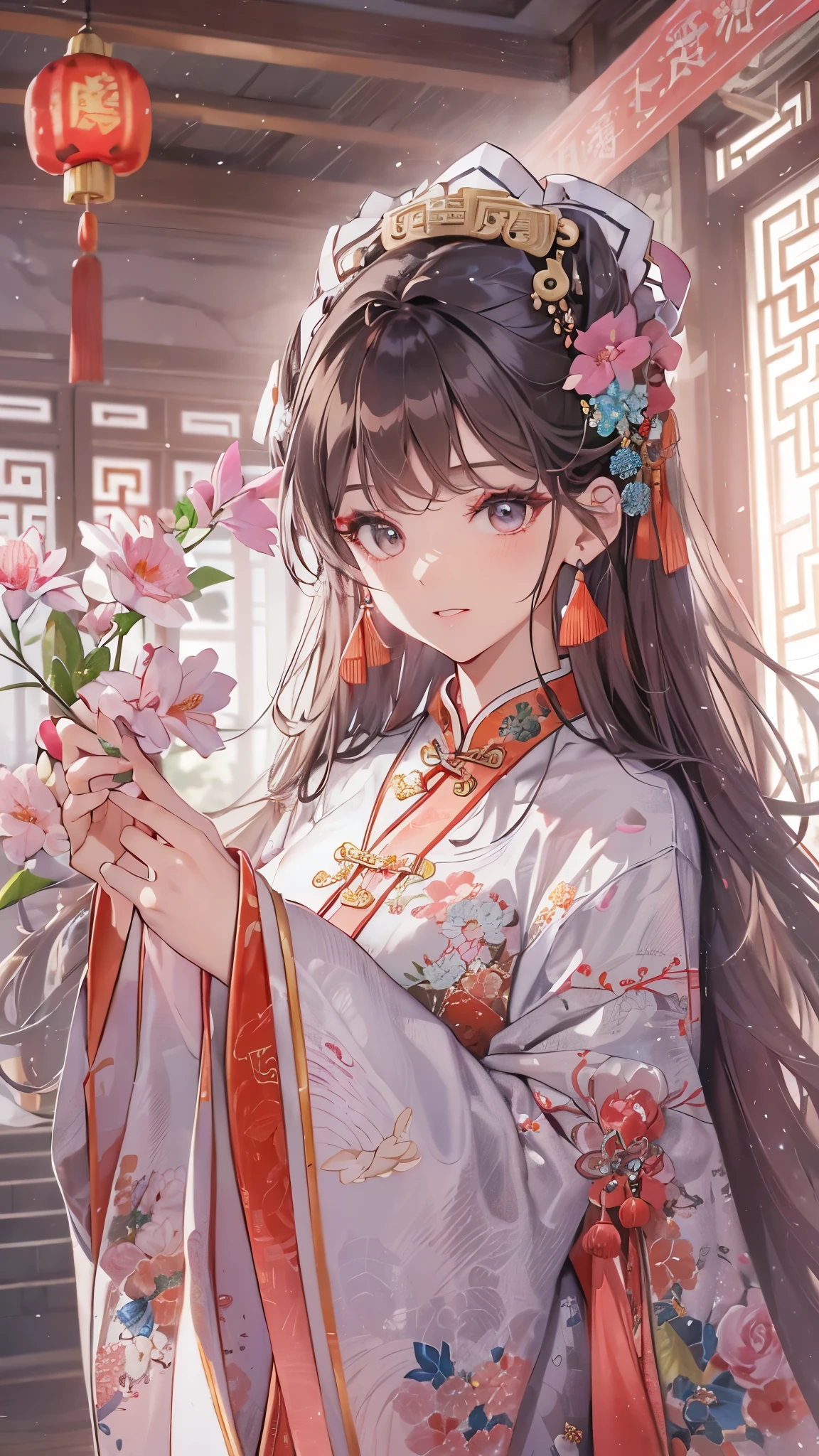 ((highest quality)),(ultra high resolution),(Super detailed),(detailed description),((best CG)),(best work of art),super precision art,amazing drawing art,(Chinese style art with precise details:1.5), (woman:1.6),(beautiful and well-shaped face:1.7),(A cheongsam dress with intricate patterns that are intricately detailed.:1.5),(Shiny and flowing hair:1.6),(natural makeup:1.6),Beautiful leg lines:1.3,calmness,calm