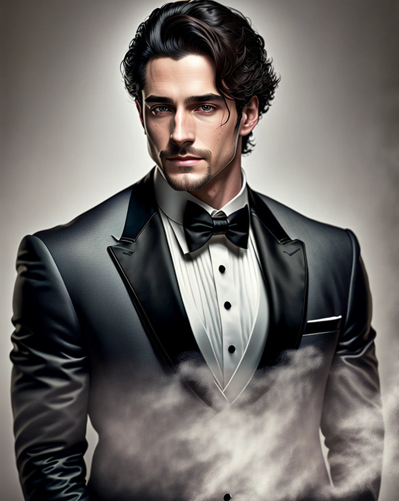 a handsome man wearing a tuxedo, portrait by annie leibovitz. studio lighting photography high quality highly detailed 8 k photorealistic digital art trending on flickr in the style of rembrandt and caravaggio - n 4 s 3 5 0 7 9 1 2 6 dlsr hq intricate details ultra realistic unreal engine octane render cinematic light volumetric shadows dramatic natural sunlight foggy weather misty atmosphere realism