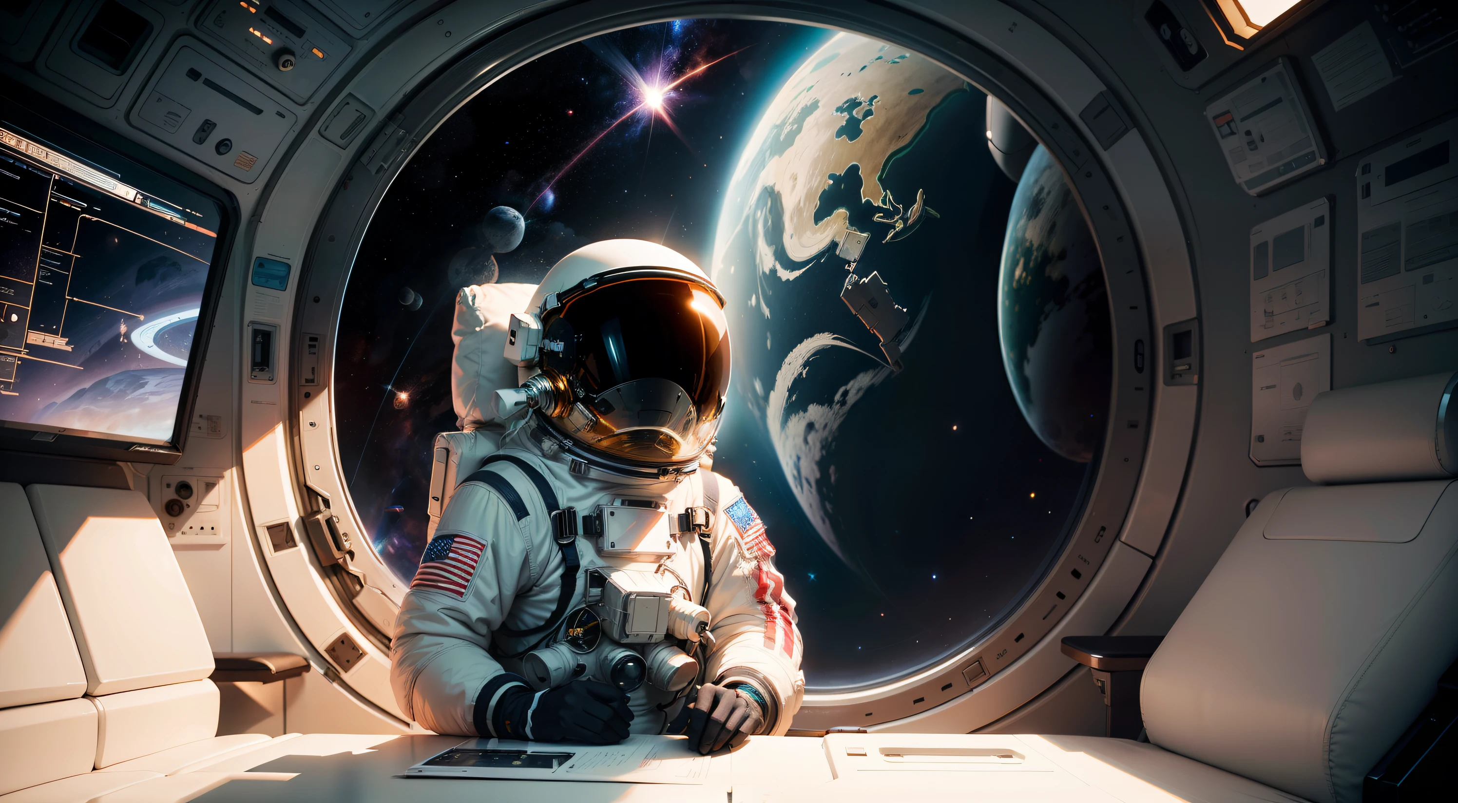 space house sketch style astronaut single player space gear space capsule realism interior close-up