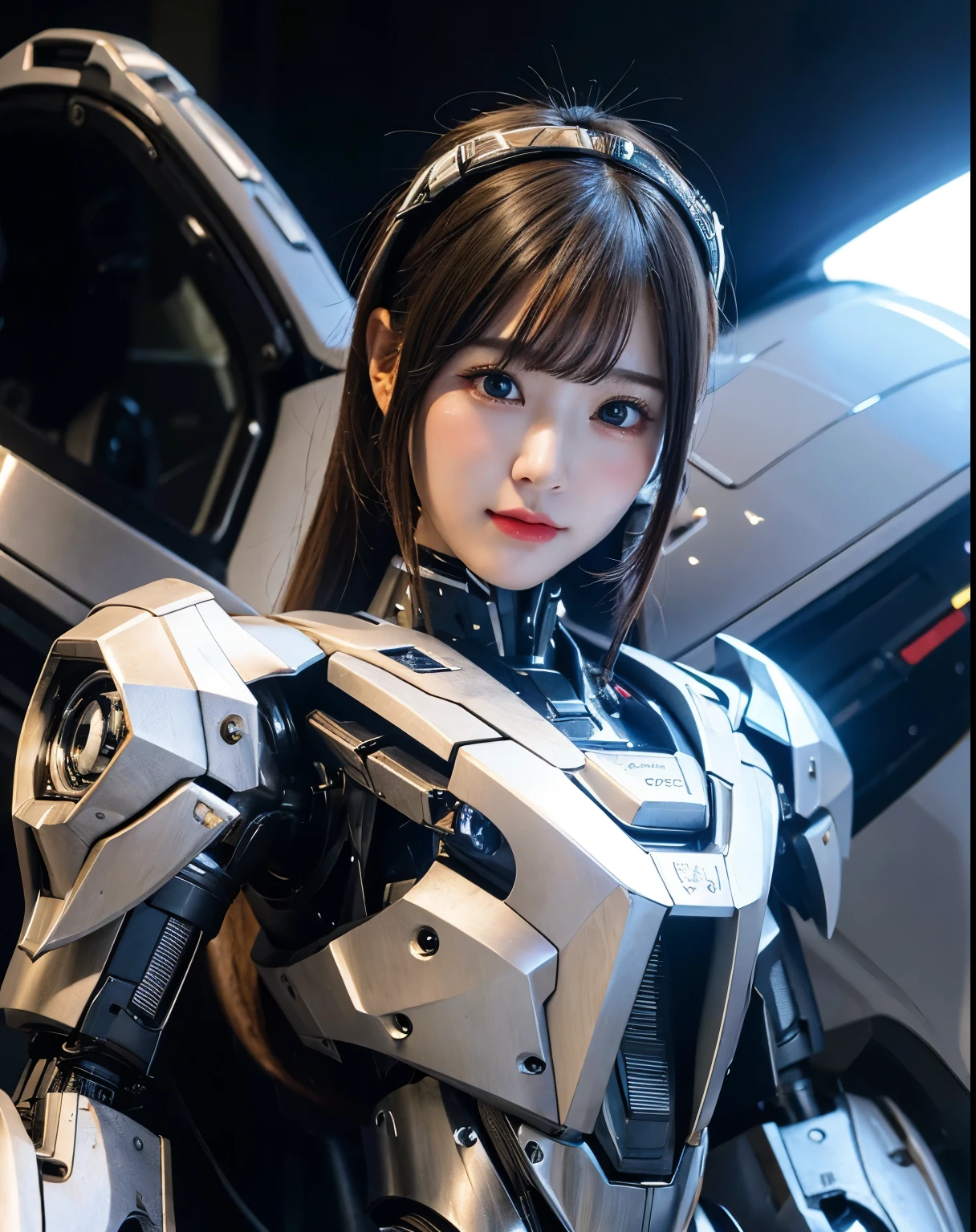 Super detailed, advanced details, high quality, 最high quality, High resolution, 1080p, hard disk, beautiful,(war machine),beautifulサイボーグ女性,Mecha cyborg girl,battle mode,Mecha body girl,She is wearing a futuristic war machine weapon mecha,front