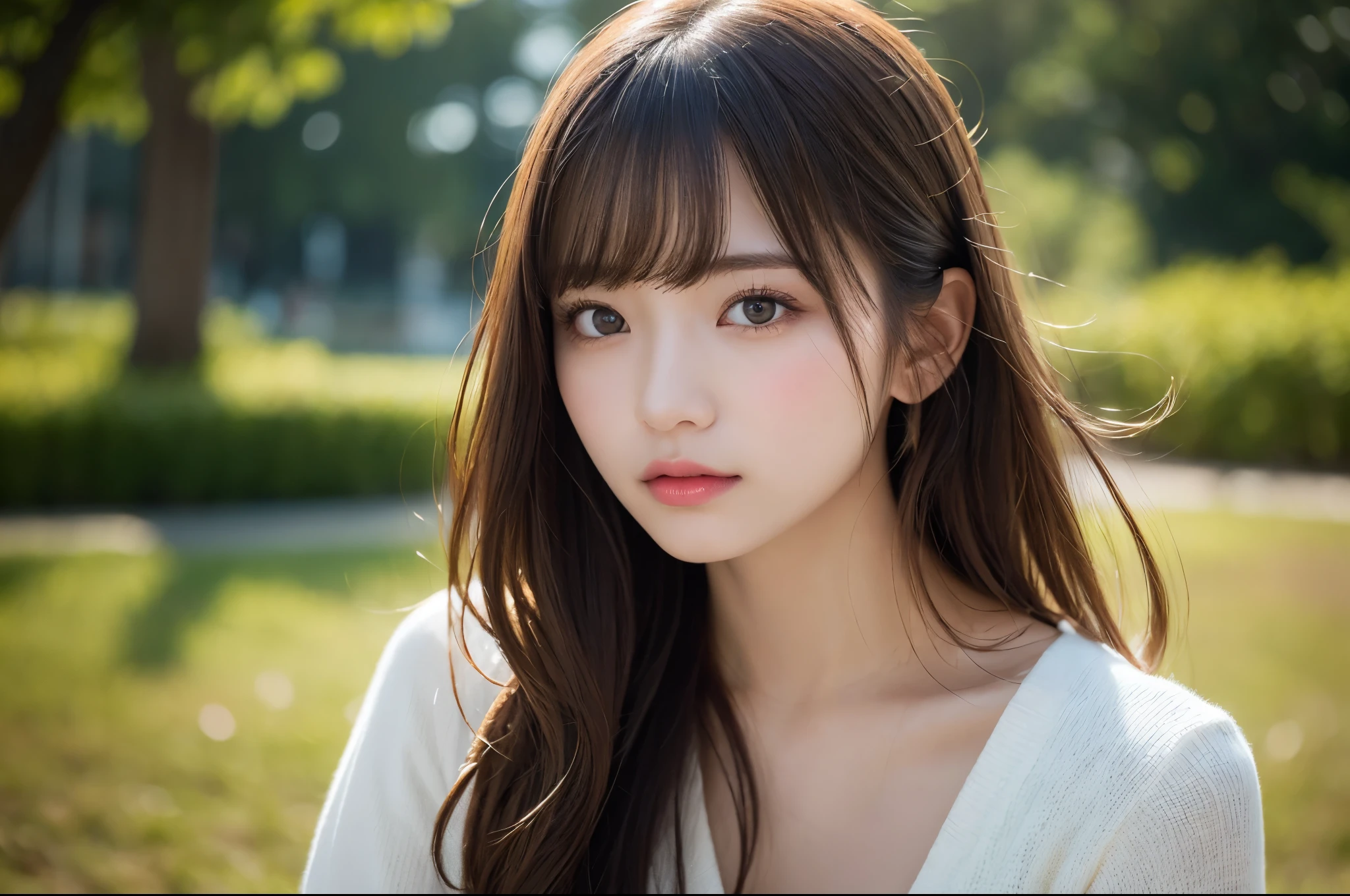 finely detail, hight resolution, high quality、Perfect dynamic composition, Beautiful detailed eyes, Medium Hair, 、Natural Color Lip,Kamimei、Shibuya、20 years girl、1 persons、Transparent skin、Glowing hair、masterpiece, Best Quality, Illustration, Ultra-detailed, finely detail, hight resolution, 8K、The correct state of the human body、crouching down、Gravure Model Pose,Hair soaring in the wind