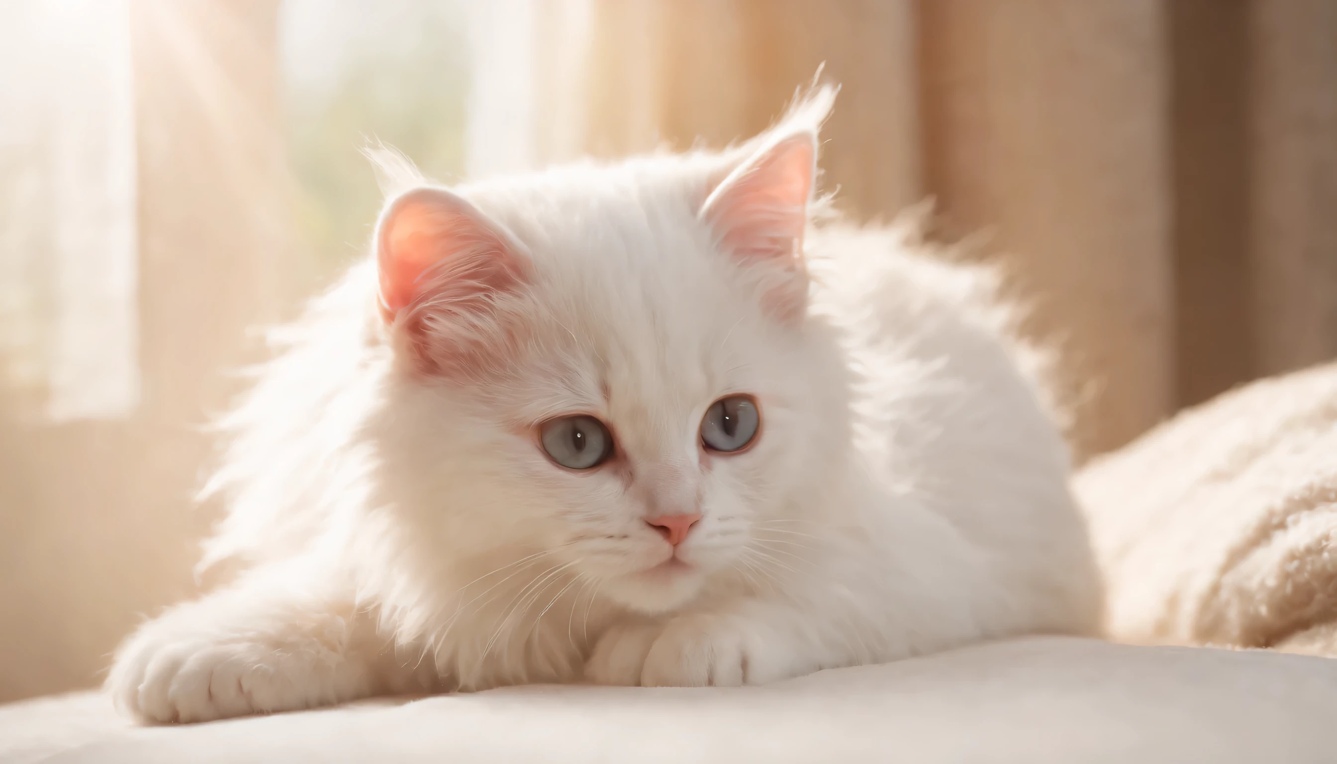 (Highly detailed CG Unity 8k wallpaper、masterpiece、highest quality、Super detailed)、(best lighting、best shadow、very delicate and beautiful)、highest quality、8k、Detailed facial depiction、masterpiece、highest quality、clear image quality、
Fluffy kitten sleeping curled up。