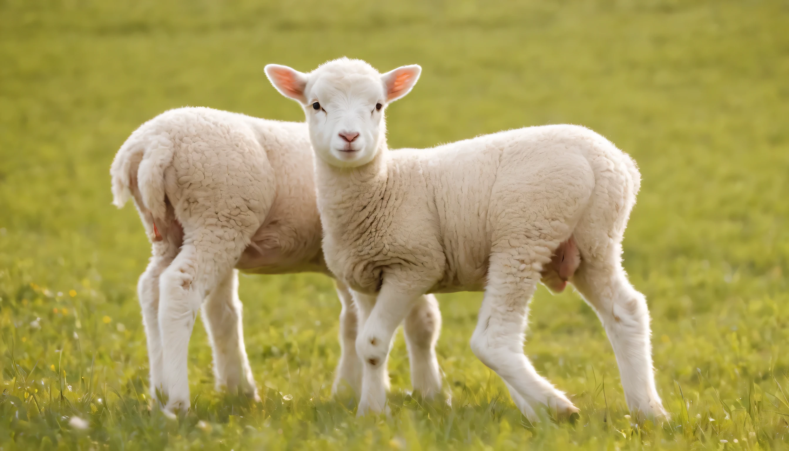 (Highly detailed CG Unity 8k wallpaper、masterpiece、highest quality、Super detailed)、(best lighting、best shadow、very delicate and beautiful)、highest quality、8k、Detailed facial depiction、masterpiece、highest quality、clear image quality、
A small lamb running freely on the grassland。