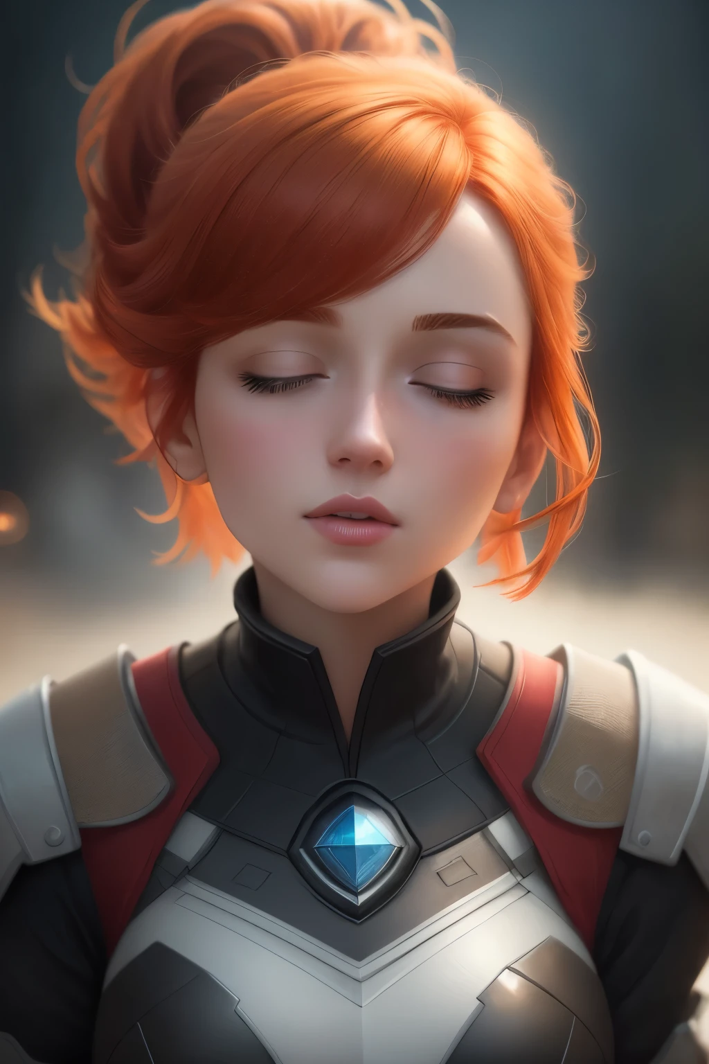 masterpiece, best quality, highest quality, cinematic lighting, (volumetric lighting), extremely detailed CG unity 8k wallpaper, focused, 8k wallpaper, 4k wallpaper, extremely detailed, ultra realistic, photorealistic, sharp focus, absurdres, (HDR:1.2), (high contrast), photograph, detailed and intricate, instagram, portrait, highly detailed, digital painting, artstation, concept art, smooth, sharp focus, illustration, cinematic lighting, Style-Princess, short hair, pony tail hair, redhair, ginger, red, head tilt, tilt, head profile, side profile