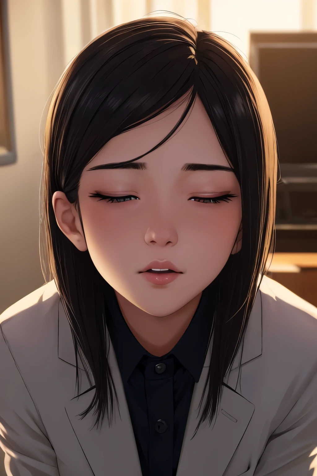 female highschool teacher cinematic lighting, hyperrealistic, focused, extreme details,cinematic, masterpiece, intricate detail, detailed eyes, good hand angle