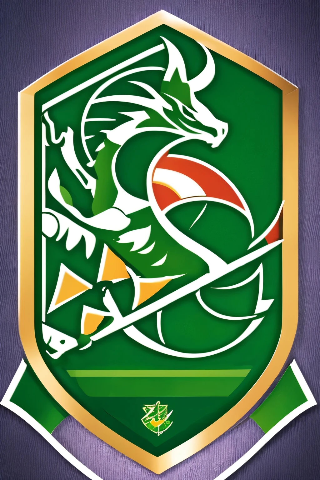 soccer clubs logo, with a dragon, verde e roxo