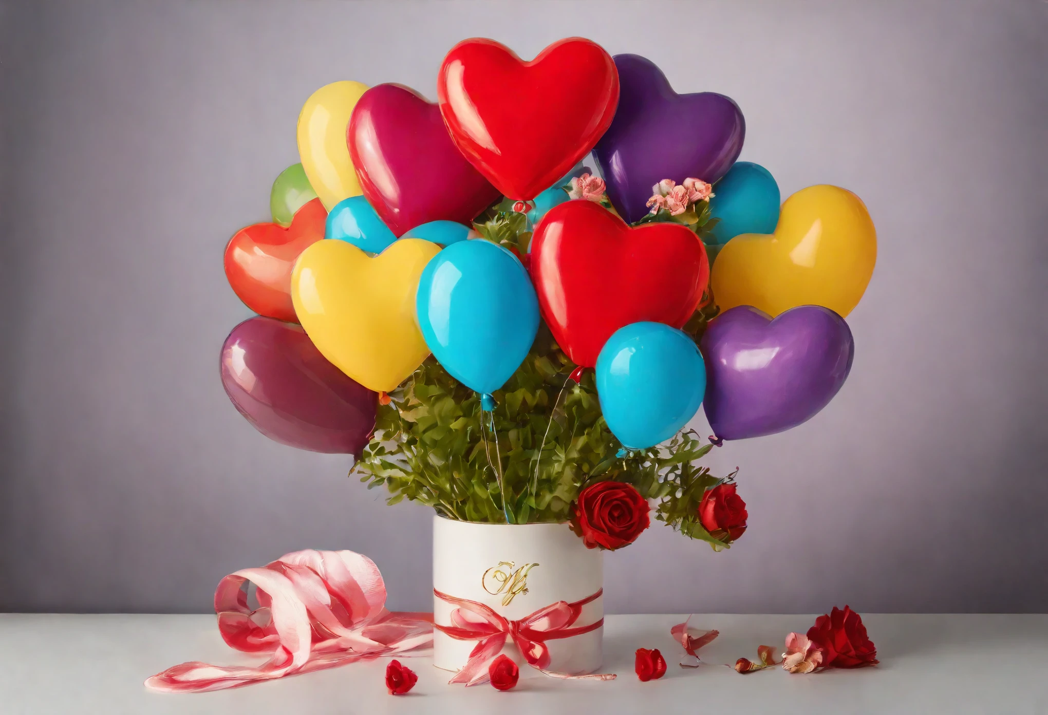 (best quality,4k,8k,highres,masterpiece:1.2),Masterpiece, postcard, March 8, flowers, ,bouquets with flowers, simple background, Balloons, Hearts, (("number 8")),ultra-detailed,(realistic,photorealistic,photo-realistic:1.37),postcard for March 8, International Women's Day, flowers, Hearts, Balloons