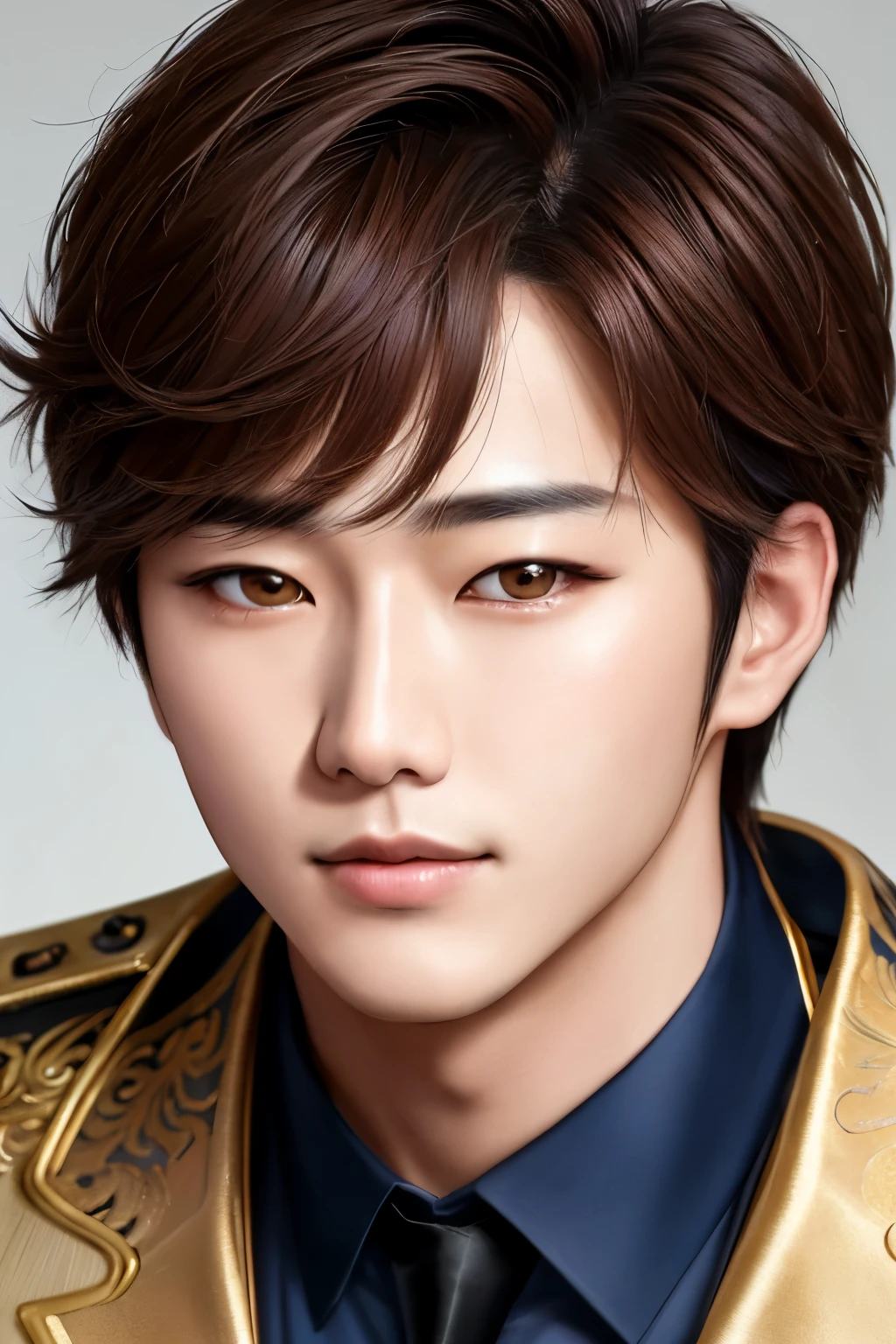 Close-up of a handsome Korean pop man, (masterpiece), (portrait), (original photo), (Extremely detailed CG unified 8k wallpaper) complex, sharp focus, dramatic, realistic art