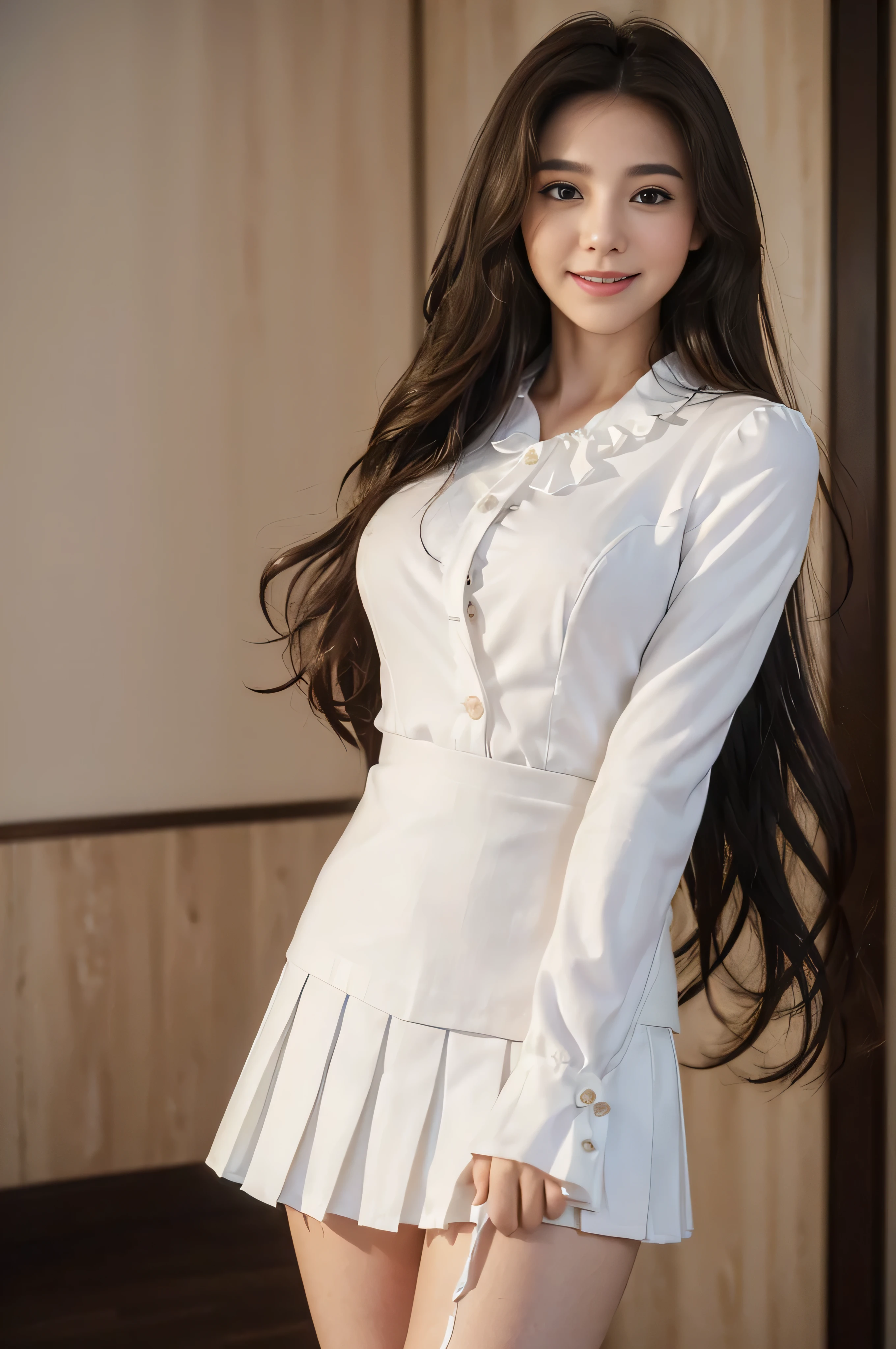 ((beautiful a girl:1.3))((office suit:White Blazer:white mini skirt：1.4))((white pleated mini skirt:1.3))))((panty shot:1.5)) ,((Mini dress in white:1.3))((button blouse_long sleeves:1.4)) ((hotel lobby:1.3)) ((walk towards me:1.4))((Thin_fabric:1.4)) ((random sexy pose:1.3)) ((flushed face:1.4)) ((medium breasts:1.2)) ((Close-up:1.2)) highest quality、muste piece、ultra high resolution、(photorealistic:1.4)、Raw photo、(real skin texture:1.3)、(film grain:1.3)、panorama、character portrait、very wide shot、thin waist、cowboy shot、(in the dark、deep shadow、moderate、cold light、)night、((loosely curled hair))、streaming tears、、dust、Tyndall effect、(expression)、1 girl、beautiful detailed eyes and face、white jabot、brown eyes、((brown super long hair:1.2)) ((whole body:1.3)) ((smile:1.3))、