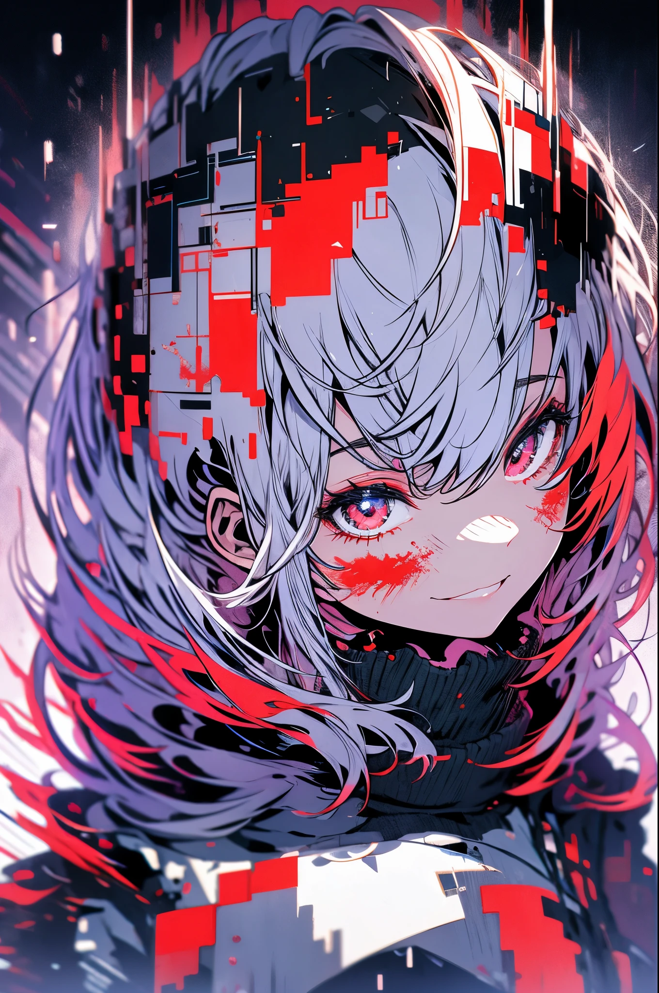 dead body、Blood everywhere、blood splashing、dark hue、Red hue、