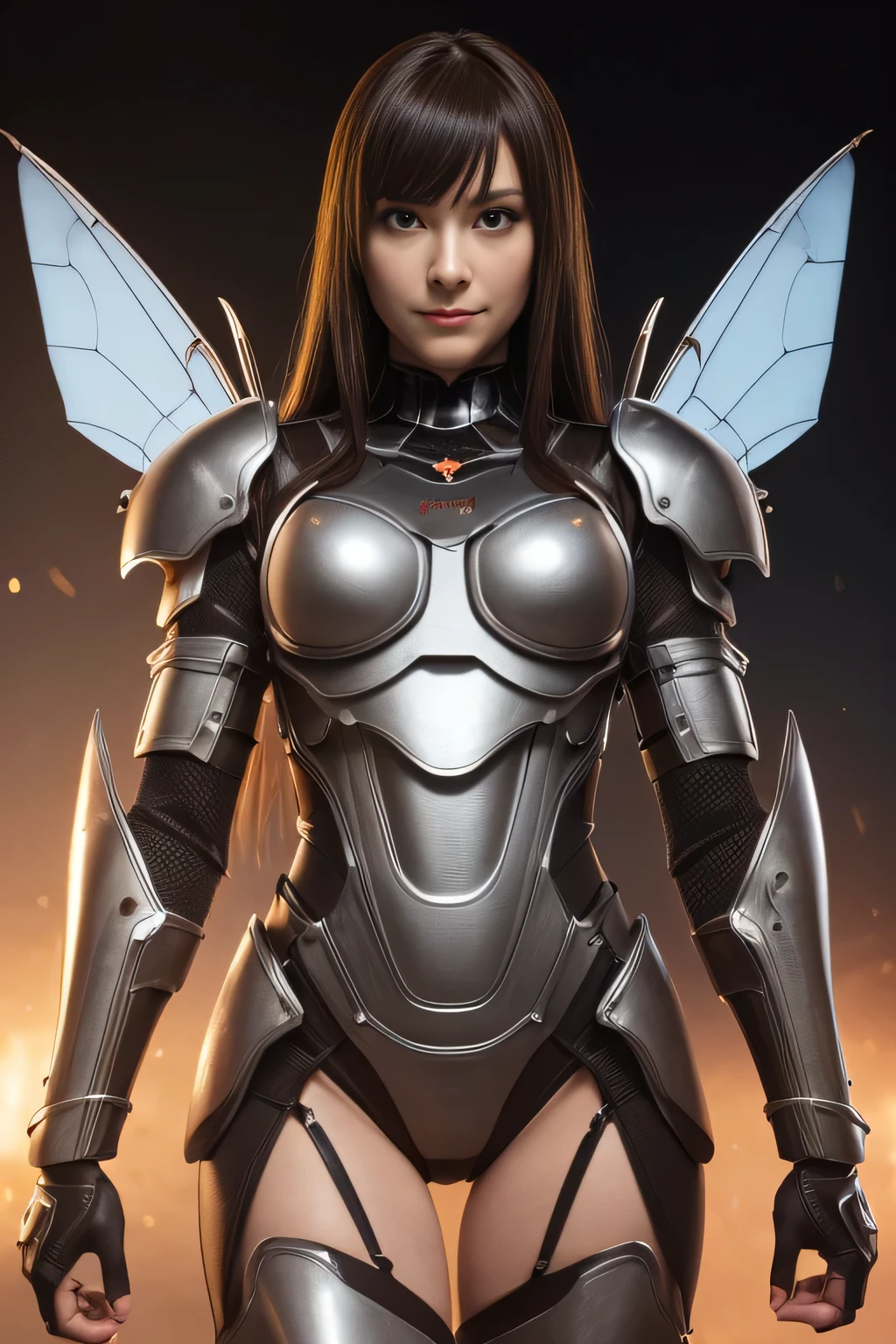 (High resolution,masterpiece,highest quality,Very detailed CG, anime, official art:1.4), realistic, photograph, amazing detail, everything is complicated, shiny and glossy,Amazing number of layers, 8K wallpaper, 3D, sketch, cute, figure,( alone:1.4), perfect female proportions,villain's daughter, (Fusion of dark brown cockroach and lady:1.4), (brown cockroach woman:1.2), (brown cockroach woman:1.2), (Fusion:1.2), (alone:1.4), (evil smile:1.2), muscular, abs, (Cockroach brown exoskeleton bio insect suit:1.4), (Cockroach brown exoskeleton bio insect armor:1.2), (brown transparent cockroach feathers:1.4), (Antennae of brown cockroaches:1.3),