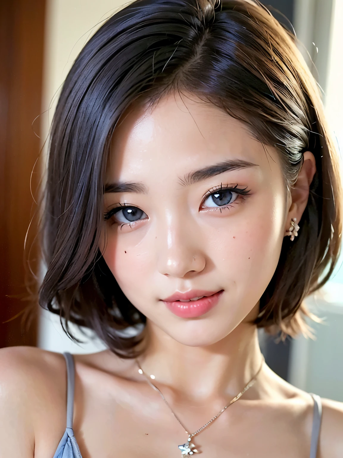 11 ((8k、sharp、masterpiece、highest quality、Realistic like a photo、perfect face、small face、very beautiful face、Fair skinで可愛い、Fair skin、gray hair、blue eyes、))、 19 years old、short hair、shiny skin, moist skin、Fair skin、日本のtop idol、cool girl、cute face、perfect face、japanese idol、top idol、19 years old:1.3、((流れるgray hair:1.4、美しいblue eyes:1.3、double eyelid、beautiful breasts、thin legs、girl with perfect style、gray hair、very well-groomed face、cute face、))、beautiful breasts、professional lighting、portrait shot、smile at the viewer、blush、((luxurious dress:1.3、))、((I&#39;Iのluxurious dressを脱ぐ)、cleavage、((She is active as a gravure idol.&#39;))、&#39;Fashionable shops、cool girl、彼女はIに微笑んでいる、smile、very cute、19 years old、gray hair:1.3、Popular gravure idols、perfect face、I can see your beautiful legs、((彼女はluxurious dressを脱いでいる途中です))、1 girl、Japanese、19 years old、((You can see beautiful breasts))、very young and cute、ミニスカートのluxurious dress、gray hair、very cute、