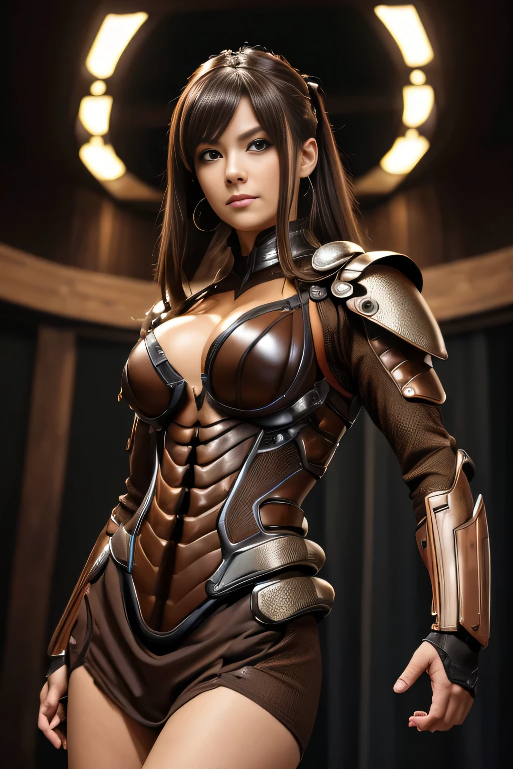 (High resolution,masterpiece,highest quality,Very detailed CG, anime, official art:1.4), realistic, photograph, amazing detail, everything is complicated, shiny and glossy,Amazing number of layers, 8K wallpaper, 3D, sketch, cute, figure,( alone:1.4), perfect female proportions,villain's daughter, (Fusion of dark brown cockroach and lady:1.4), (brown cockroach woman:1.2), (brown cockroach woman:1.2), (Fusion:1.2), (alone:1.4), (evil smile:1.2), muscular, abs, (Cockroach brown exoskeleton bio insect suit:1.4), (Cockroach brown exoskeleton bio insect armor:1.2), (brown transparent cockroach feathers:1.4), (Antennae of brown cockroaches:1.3),