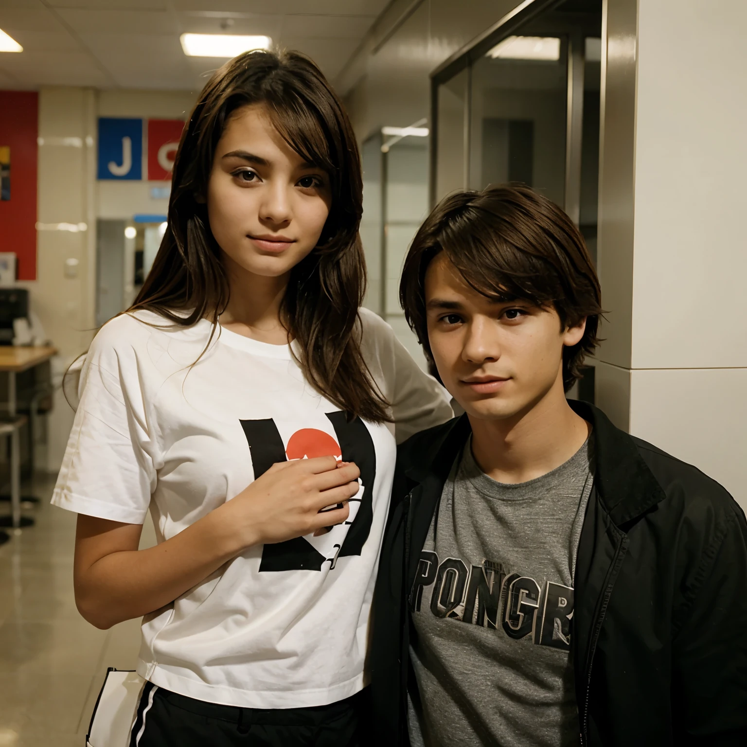 Boy and girl holding 2003 number