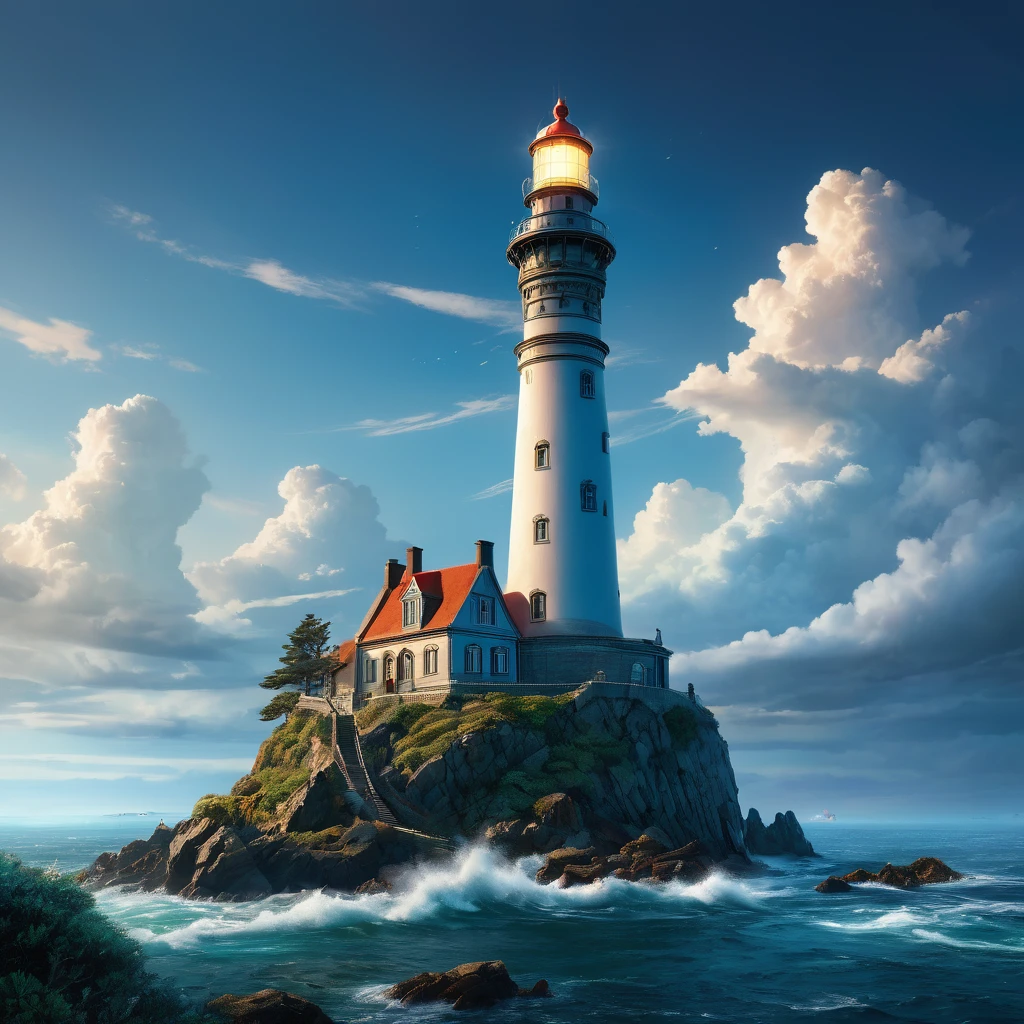 (aesthetic, extremely detailed, Universal lighthouse:1.1),(Epic cinematic:1.1, brilliant, stunning),(intricate, meticulously detailed:1.1),(dramatic, atmospheric:1.1),(maximalist, digital matte painting),(lighthouse),(majestic),(seashore),(tower),(unfathomable sea),(sweeping coastline),(powerful beam),(isolated),(symbol of hope),(timeless icon),(maritime),(nautical),(seafaring history),(vibrant colors),(navigational aid),(guiding light),(remarkable architecture),(enduring structure),(seafarers' salvation),(marvelous),(monumental),(incorporating the natural landscape),(mesmerizing),(artistic masterpiece),(captivating),(elevated perspective),(awe-inspiring),(detailed stonework),(magnificent view),(immersive),(stunning skyline),(splendid),(panoramic view),(mystical aura),(mesmerizing scene),(imposing),(spectacular sight),(immense height),(striking contrast),(overlooking the sea),(resplendent),(impressive),(heritage site),(captivating scenery),(marvelous creation),(unforgettable sight),(fascinating),(illuminating the dark),(serene atmosphere),(majestic structure),(overcoming adversity),(inspirational).