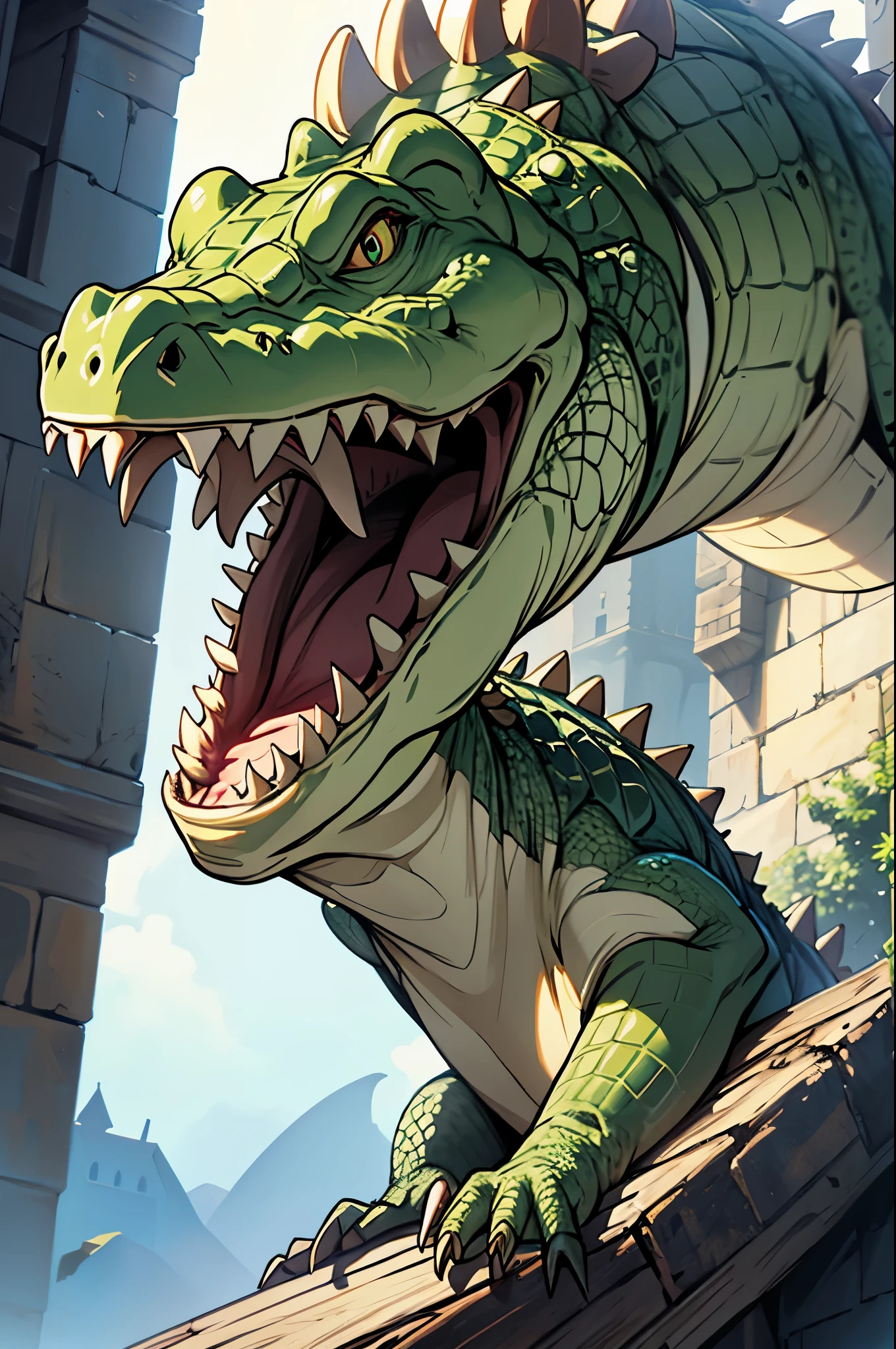 Crocodile, d&d, fantasy, Middle Ages, один Crocodile, There are no people, ((Crocodile))