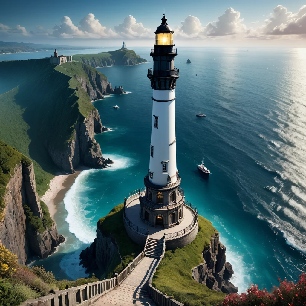 (aesthetic, extremely detailed, Universal lighthouse:1.1),(Epic cinematic:1.1, brilliant, stunning),(intricate, meticulously detailed:1.1),(dramatic, atmospheric:1.1),(maximalist, digital matte painting),(lighthouse),(majestic),(seashore),(tower),(unfathomable sea),(sweeping coastline),(powerful beam),(isolated),(symbol of hope),(timeless icon),(maritime),(nautical),(seafaring history),(vibrant colors),(navigational aid),(guiding light),(remarkable architecture),(enduring structure),(seafarers' salvation),(marvelous),(monumental),(incorporating the natural landscape),(mesmerizing),(artistic masterpiece),(captivating),(elevated perspective),(awe-inspiring),(detailed stonework),(magnificent view),(immersive),(stunning skyline),(splendid),(panoramic view),(mystical aura),(mesmerizing scene),(imposing),(spectacular sight),(immense height),(striking contrast),(overlooking the sea),(resplendent),(impressive),(heritage site),(captivating scenery),(marvelous creation),(unforgettable sight),(fascinating),(illuminating the dark),(serene atmosphere),(majestic structure),(overcoming adversity),(inspirational).