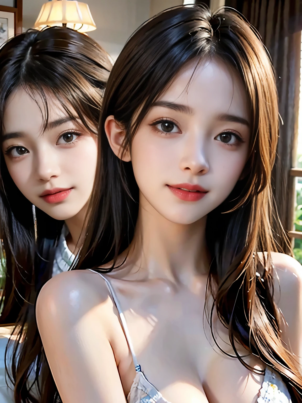 highest quality、masterpiece、超A high resolution、(realistic:1.4)、RAW photo、1 girl 、smile、Sexy、big breasts、cinematic lighting