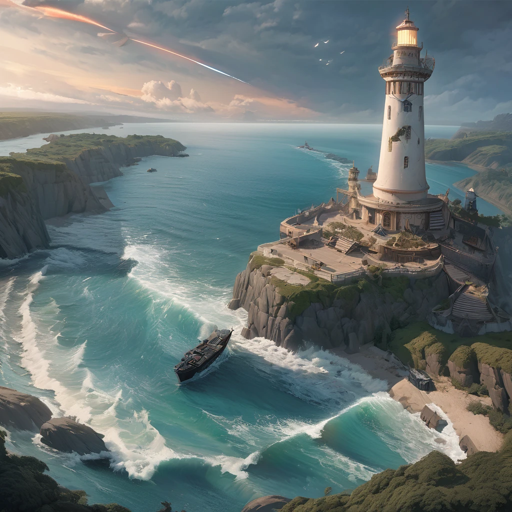 (aesthetic, extremely detailed, Universal lighthouse:1.1),(Epic cinematic:1.1, brilliant, stunning),(intricate, meticulously detailed:1.1),(dramatic, atmospheric:1.1),(maximalist, digital matte painting),(lighthouse),(majestic),(seashore),(tower),(unfathomable sea),(sweeping coastline),(powerful beam),(isolated),(symbol of hope),(timeless icon),(maritime),(nautical),(seafaring history),(vibrant colors),(navigational aid),(guiding light),(remarkable architecture),(enduring structure),(seafarers' salvation),(marvelous),(monumental),(incorporating the natural landscape),(mesmerizing),(artistic masterpiece),(captivating),(elevated perspective),(awe-inspiring),(detailed stonework),(magnificent view),(immersive),(stunning skyline),(splendid),(panoramic view),(mystical aura),(mesmerizing scene),(imposing),(spectacular sight),(immense height),(striking contrast),(overlooking the sea),(resplendent),(impressive),(heritage site),(captivating scenery),(marvelous creation),(unforgettable sight),(fascinating),(illuminating the dark),(serene atmosphere),(majestic structure),(overcoming adversity),(inspirational).