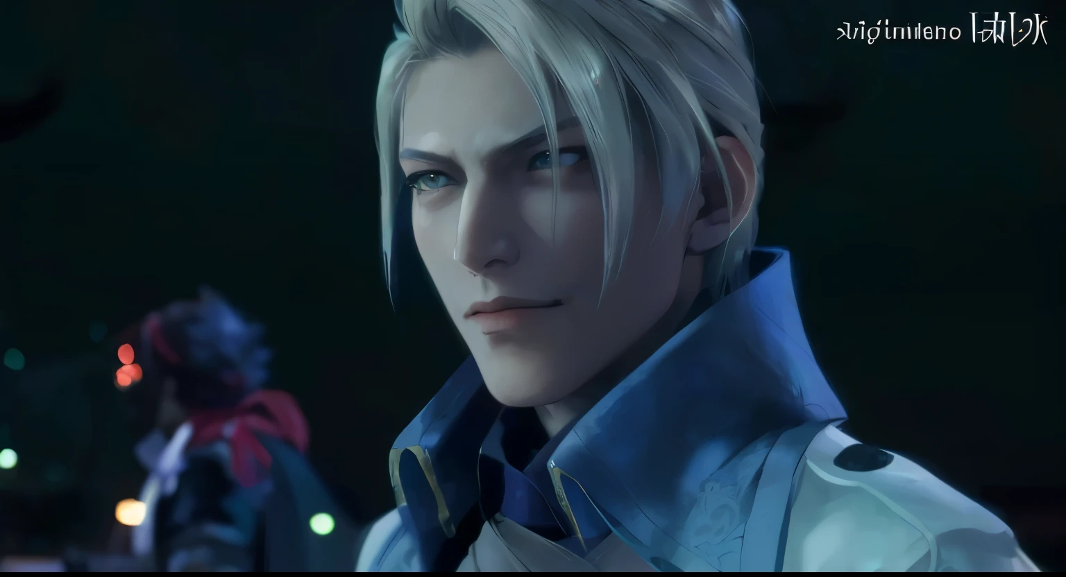 a man with chiseled face, smirking, close up of a person, Rufus Shinra, Final Fantasy, FF7, golden hair, handsome man, androgynous prince, delicate androgynous prince, handsome prince, zhongli from genshin impact, heise jinyao, casimir art, genshin, loong, royal elegant pose, taisho roman, granblue fantasy
