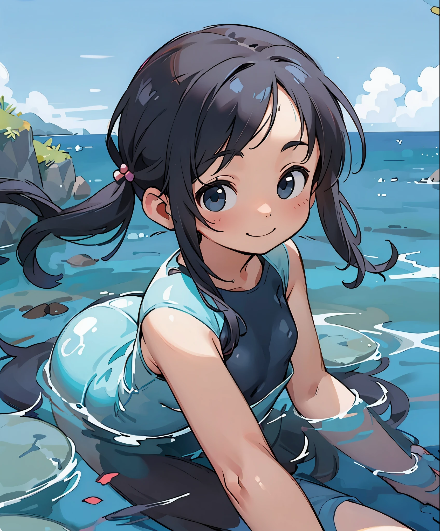 (masterpiece、highest quality、highest quality、official art、beautiful beautiful:1.2)、(1 girl:1.3)Hatsune Miku、twin tails,big breasts,High resolution、
one beautiful young woman、
(soft saturation:1.3)、(pale skin:1.2)、
(非常にdetailed background、detailed background)、Bokeh、
break,Portrait of a smiling girl。Viewed from the front、The composition is symmetrical。
Look straight ahead with serious eyes、break
((blue swimsuit))、)(blue bikini))、medium breasts、
outside the house、sea surface、sky sky、Light of the sun、summer beach、sandy beach、
strong light、with front light、
(teenager:1.3)、(cowboy shot:1.2)、Break angle from the front、
looking at the viewer、
dynamic pose、
sitting on seaweed on the beach、Seaweed、Seaweed、Seaweed、Seaweed、Seaweed、Seaweed、